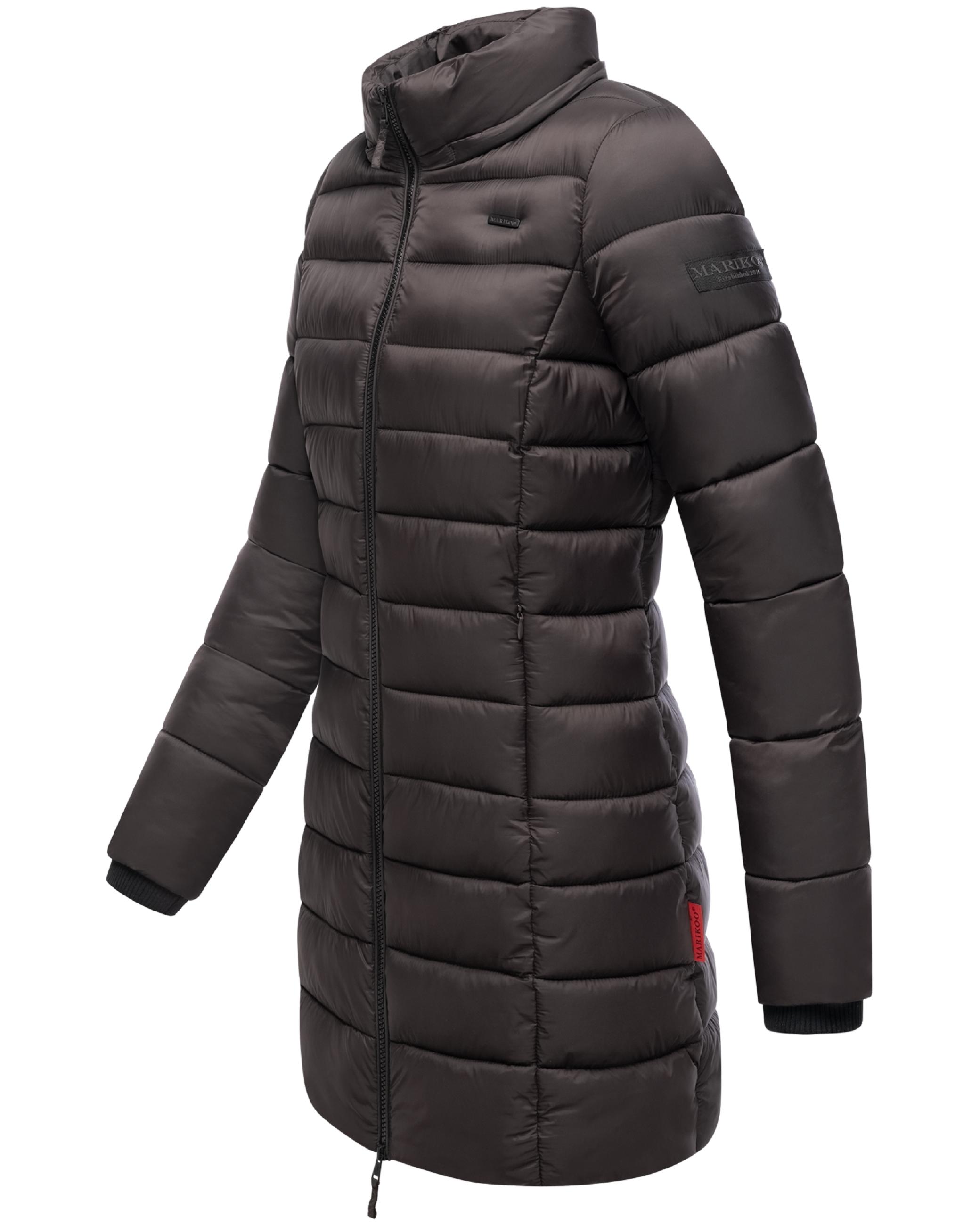 Langer Winter Steppmantel mit Kapuze "Abendsternchen" Choco