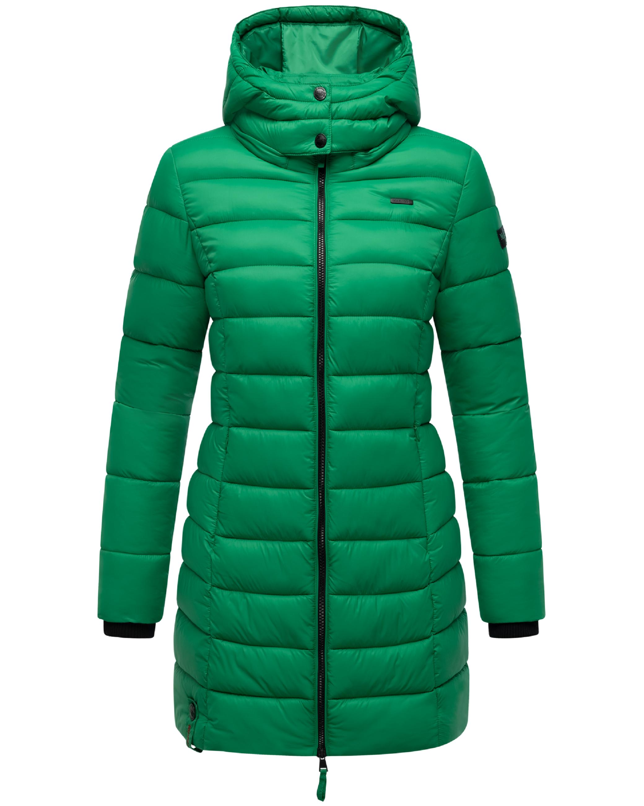 Langer Winter Steppmantel mit Kapuze "Abendsternchen" Smaragd Green