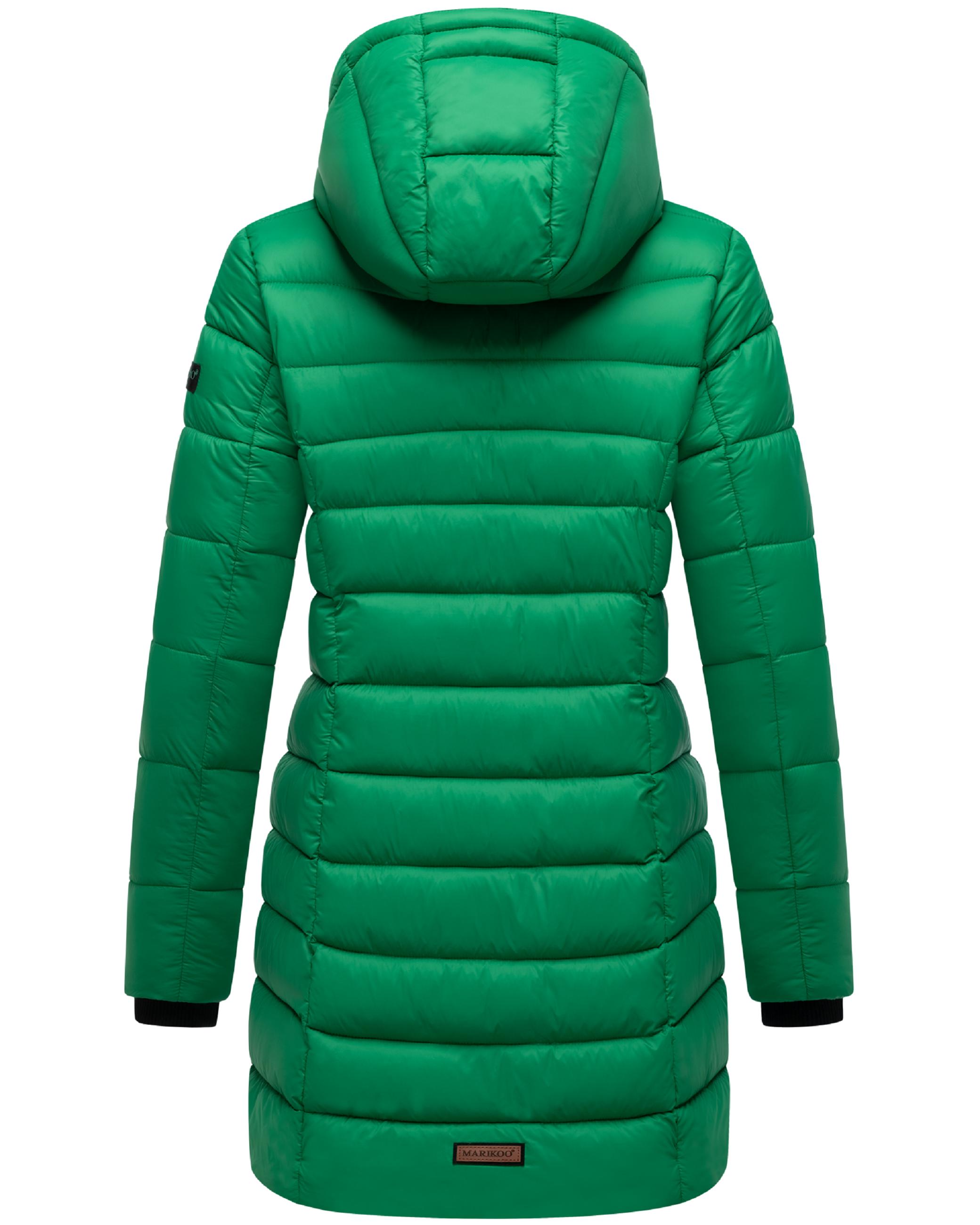 Langer Winter Steppmantel mit Kapuze "Abendsternchen" Smaragd Green