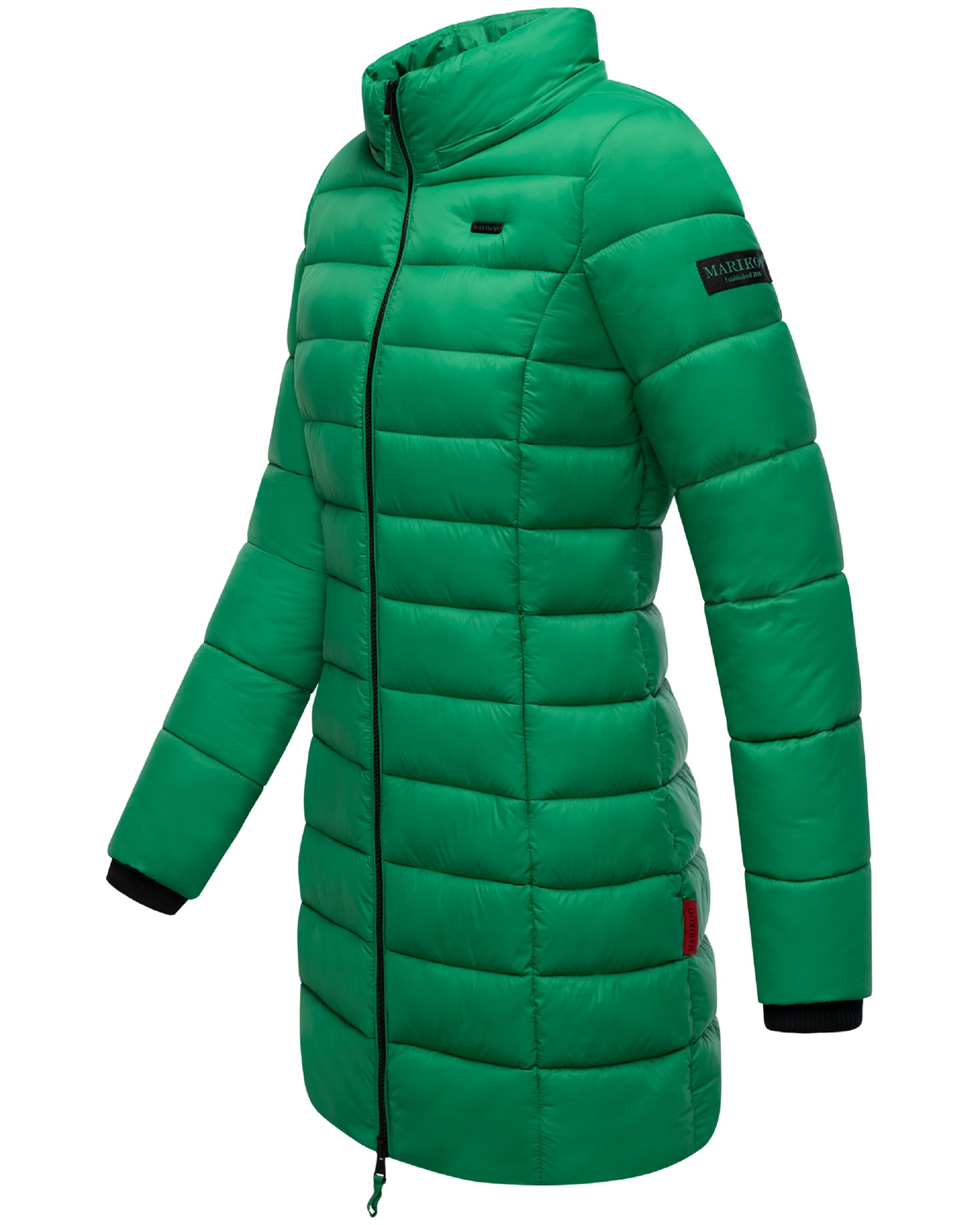 Langer Winter Steppmantel mit Kapuze "Abendsternchen" Smaragd Green