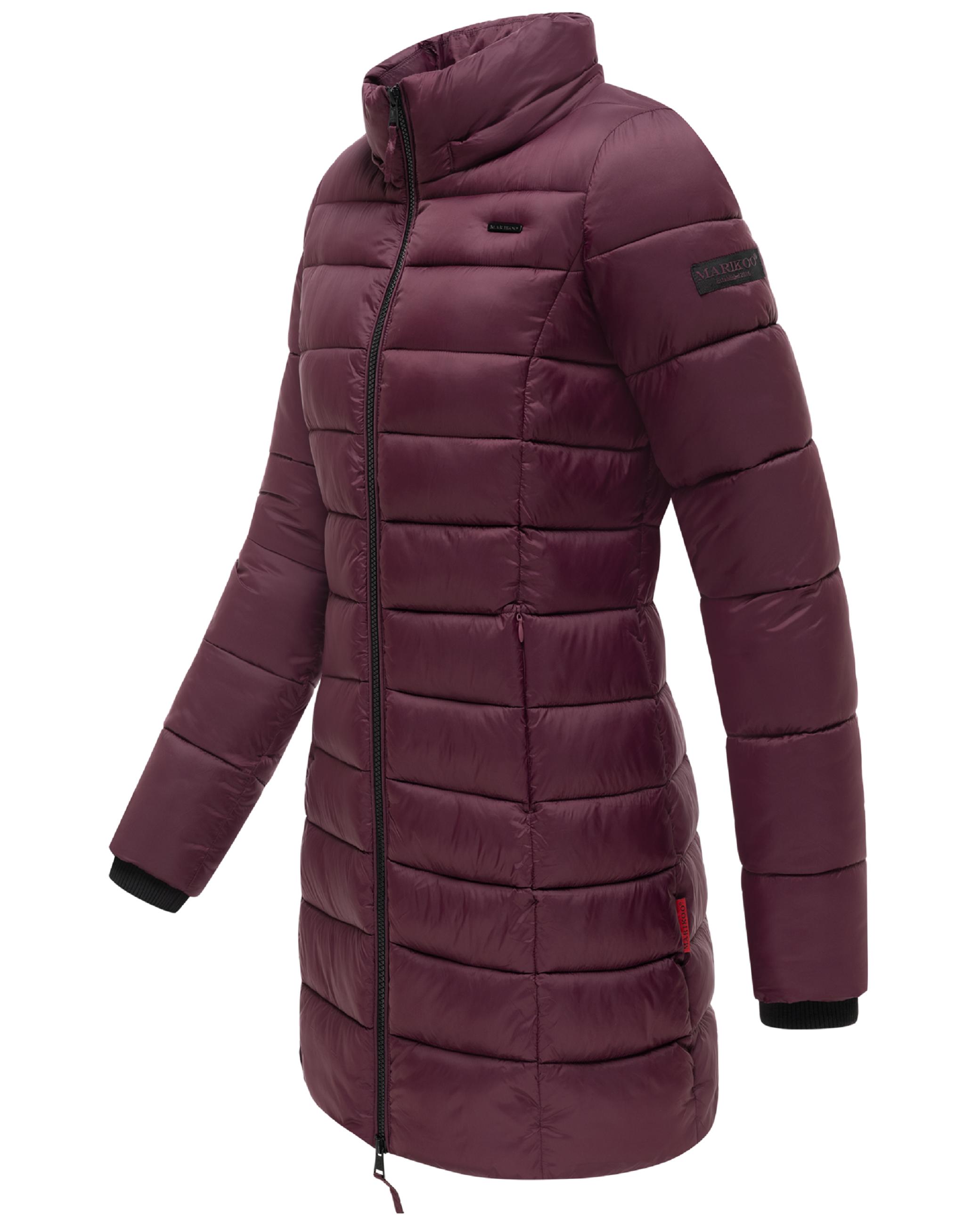 Langer Winter Steppmantel mit Kapuze "Abendsternchen" Wine