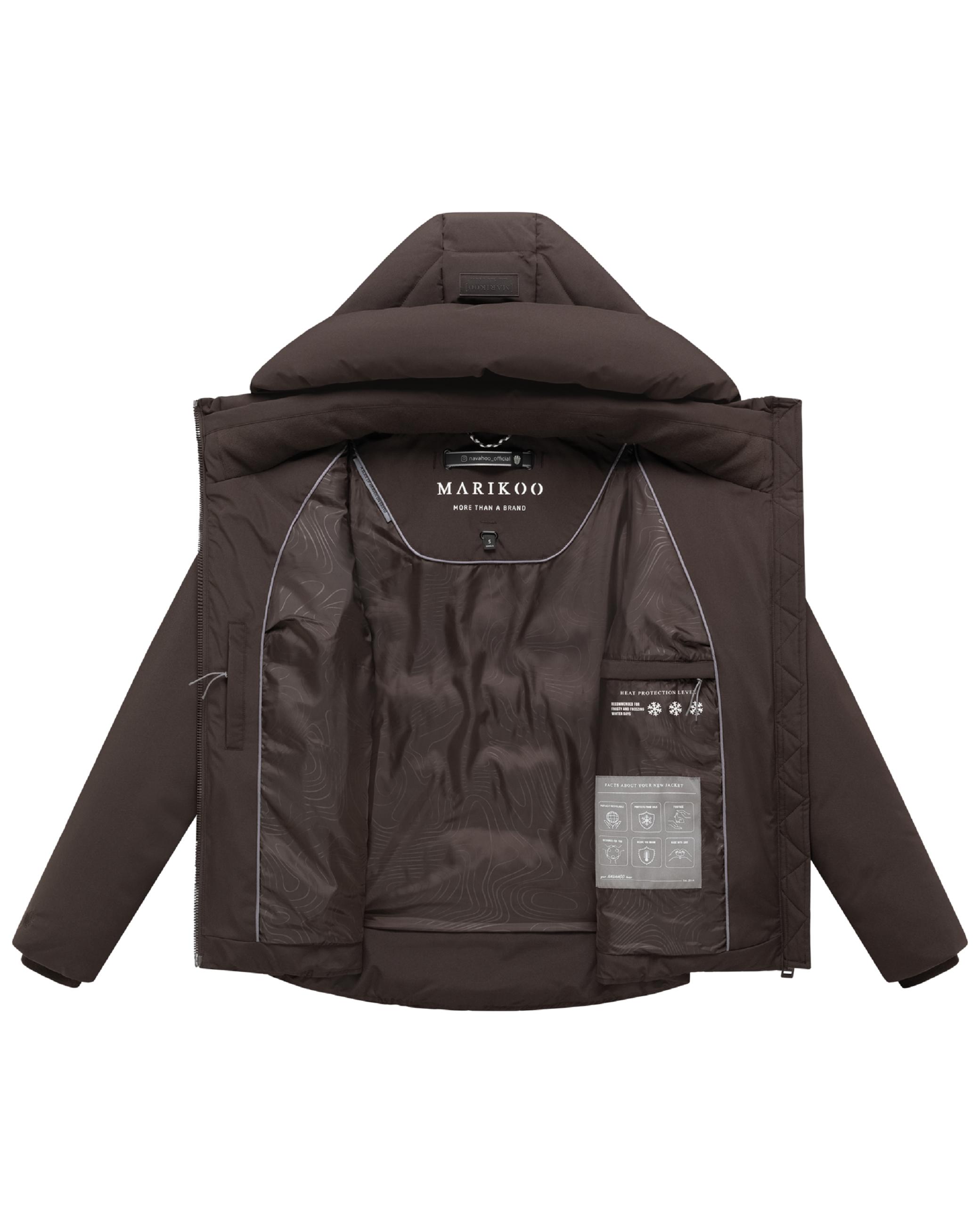 Warme Steppjacke mit verstellbarer Kapuze "Akiliaa 16" Choco