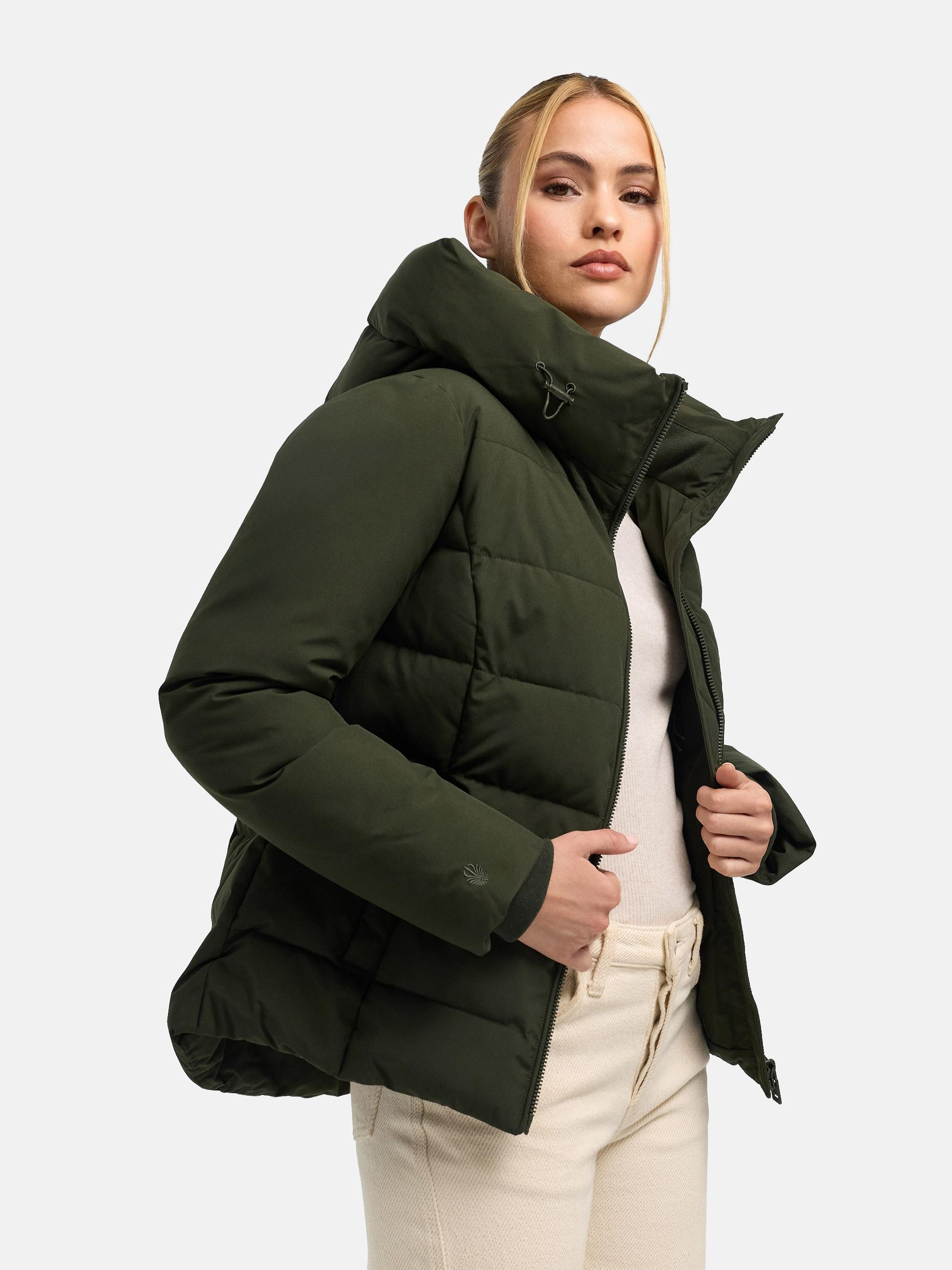 Warme Steppjacke mit verstellbarer Kapuze "Akiliaa 16" Dark Olive