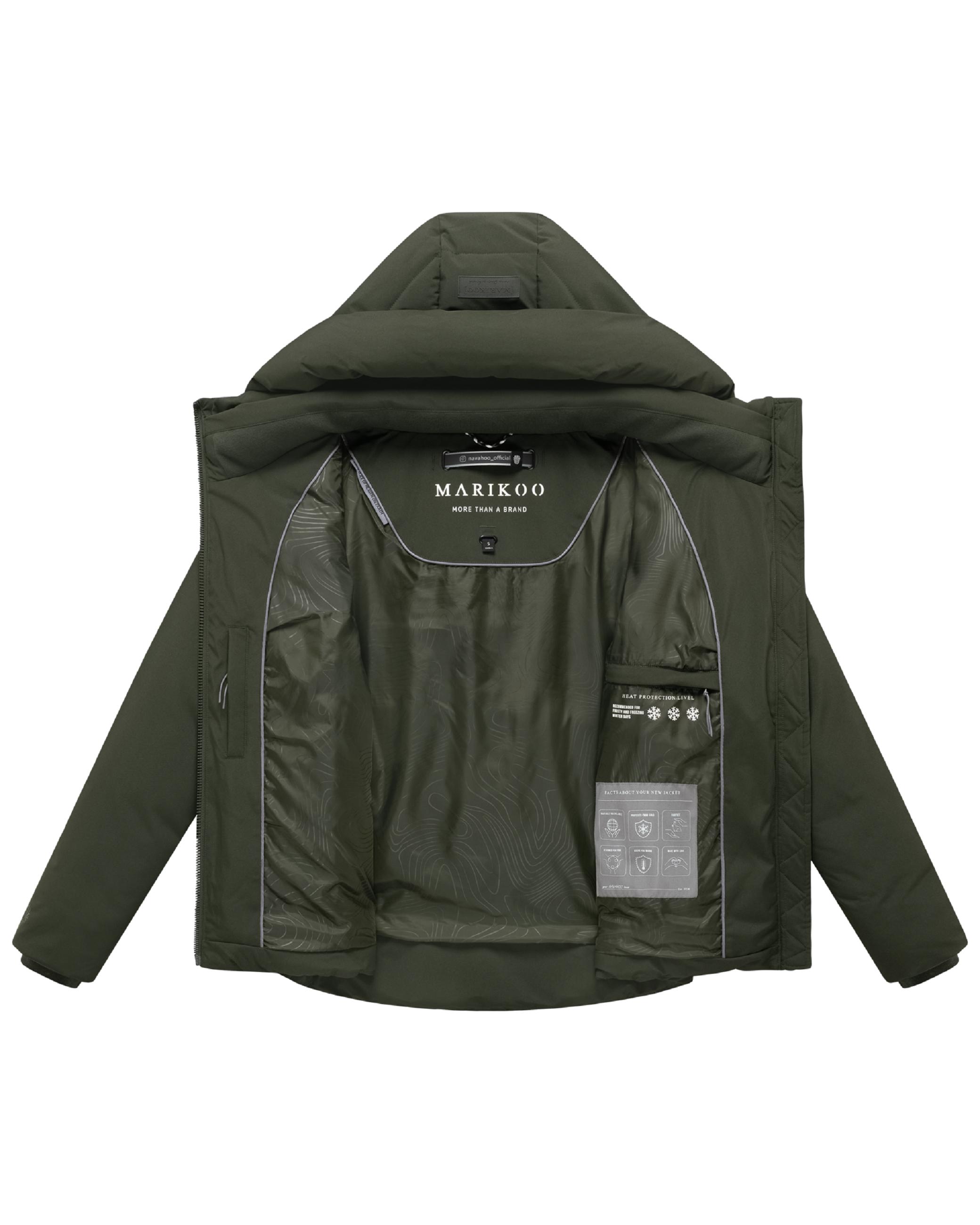 Warme Steppjacke mit verstellbarer Kapuze "Akiliaa 16" Dark Olive