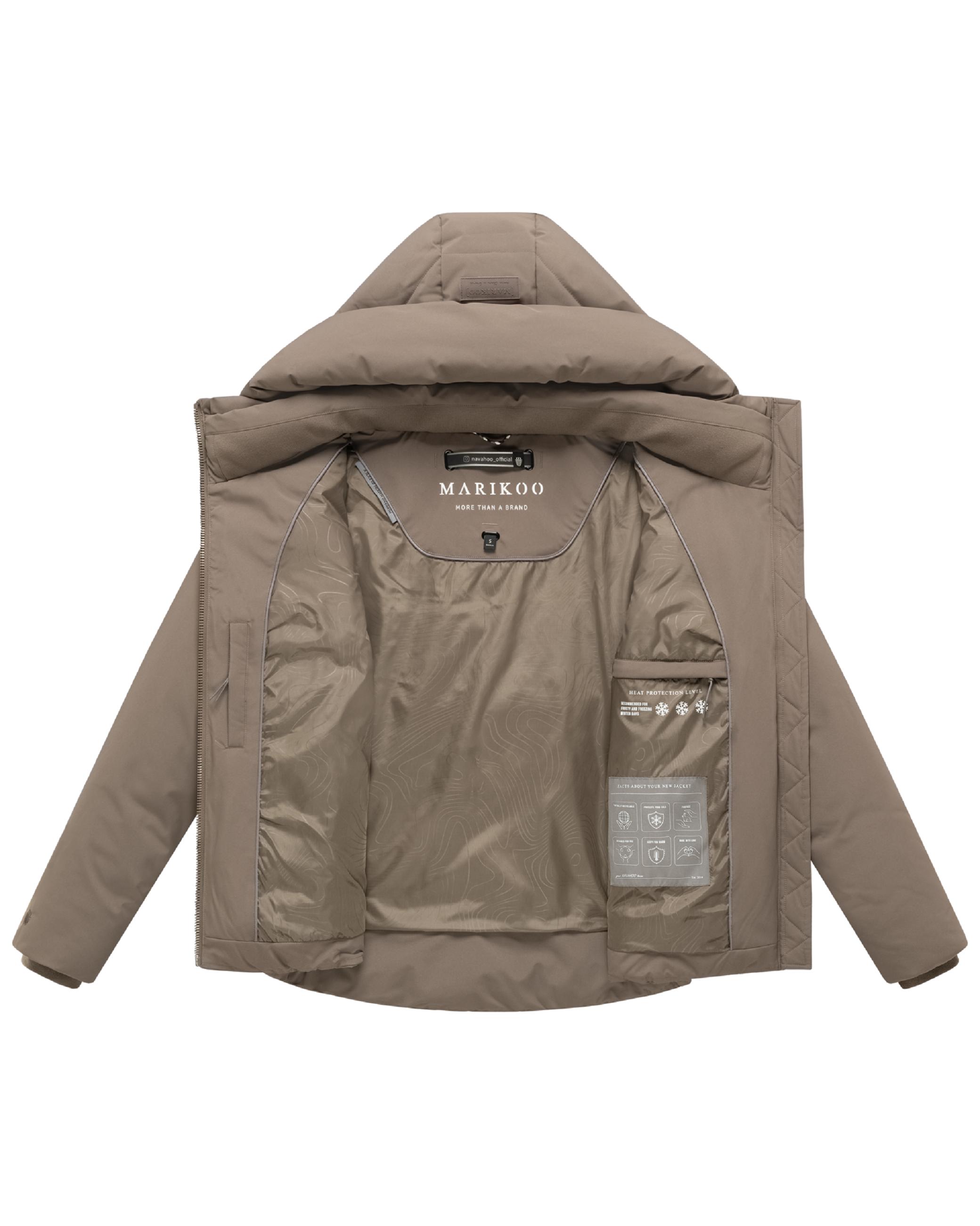 Warme Steppjacke mit verstellbarer Kapuze "Akiliaa 16" Stone Brown