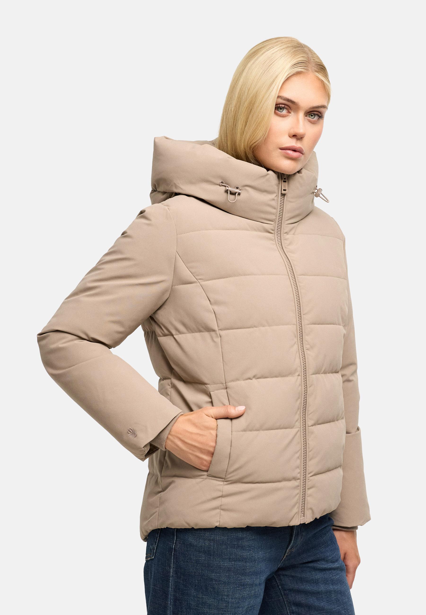 Warme Steppjacke mit verstellbarer Kapuze "Akiliaa 16" Taupe Grey
