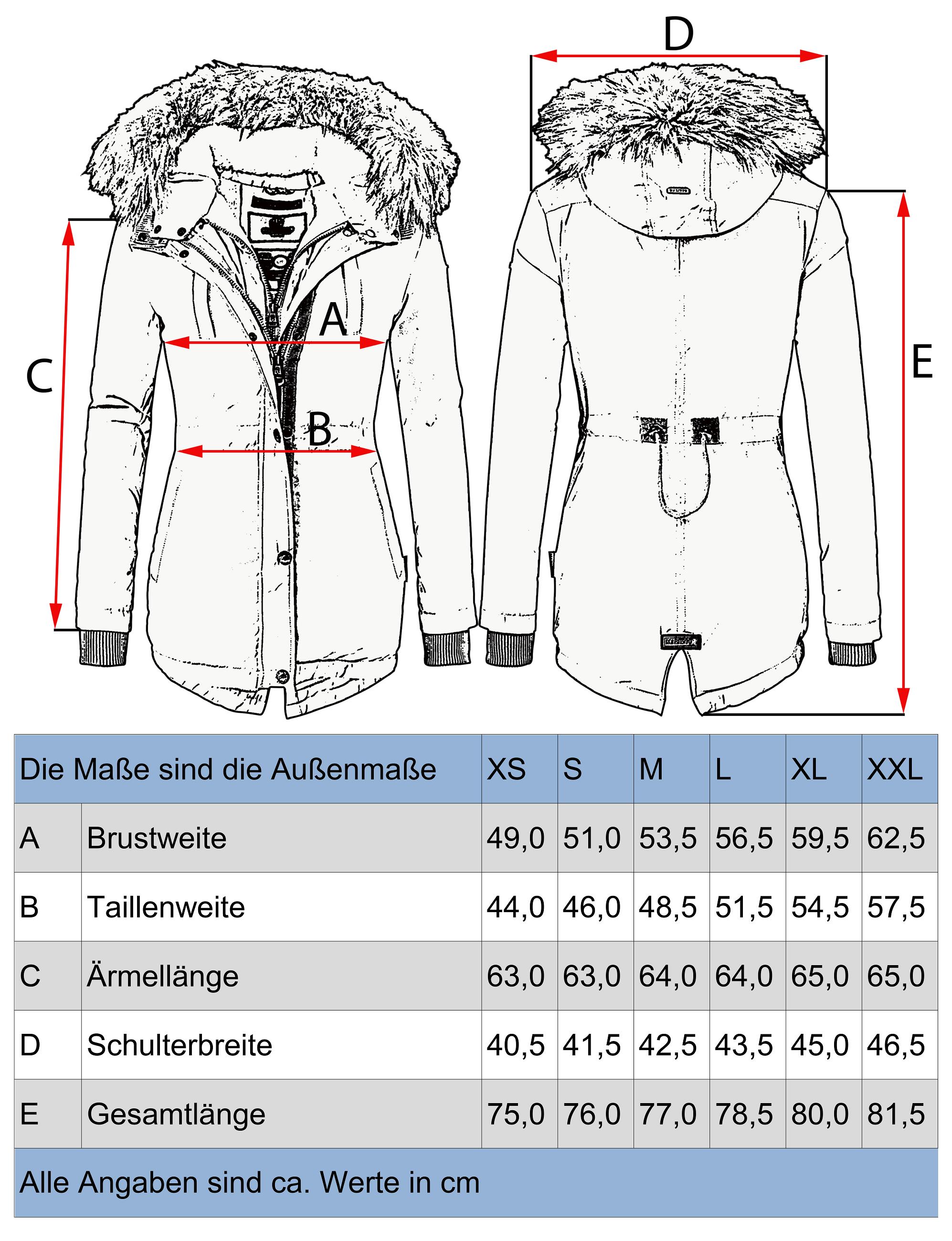 Grössentabelle - Warmer Winterparka mit Kapuze "Akira"