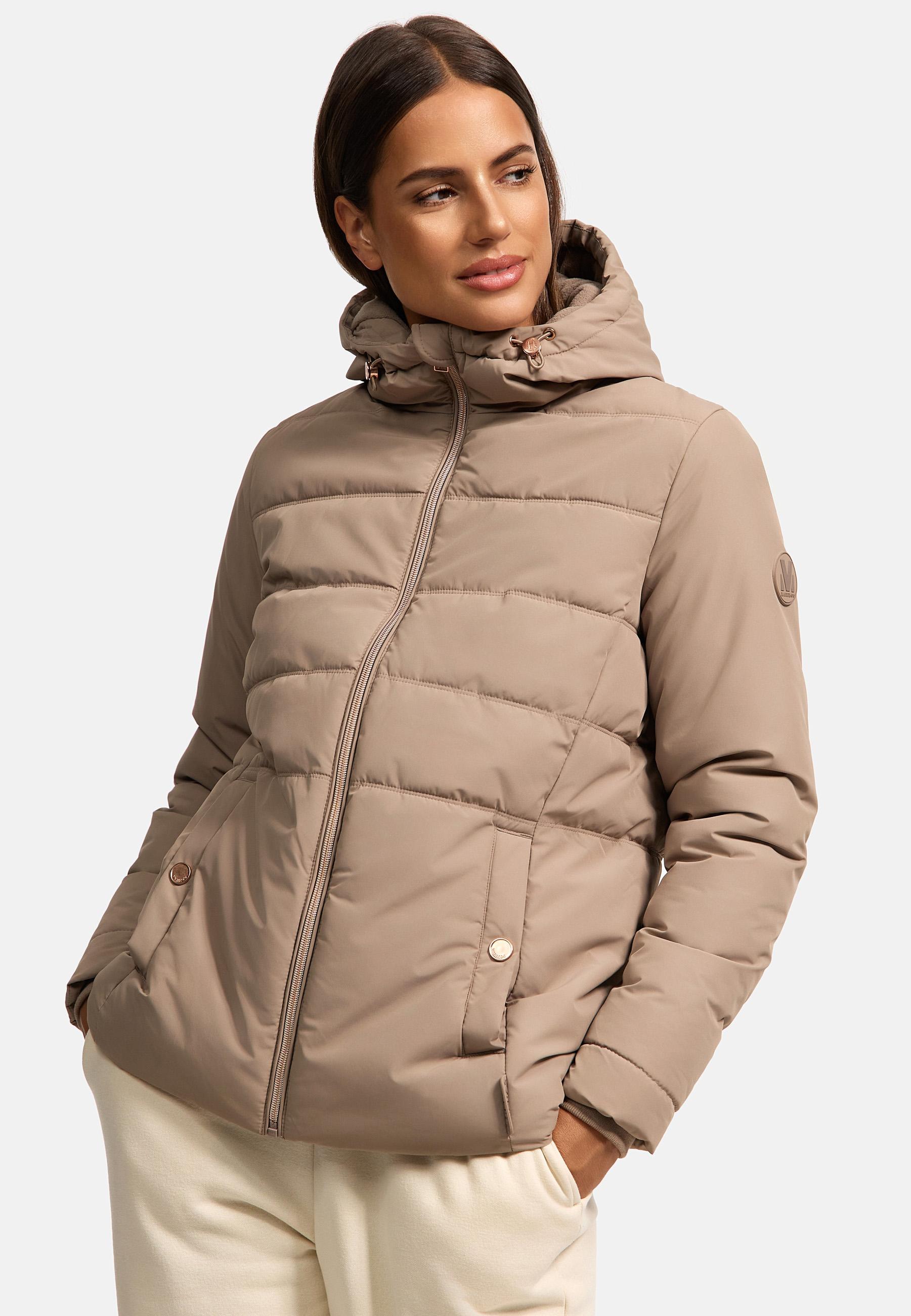 Warme Steppjacke mit Kapuze "Alemee 16" Taupe Grey