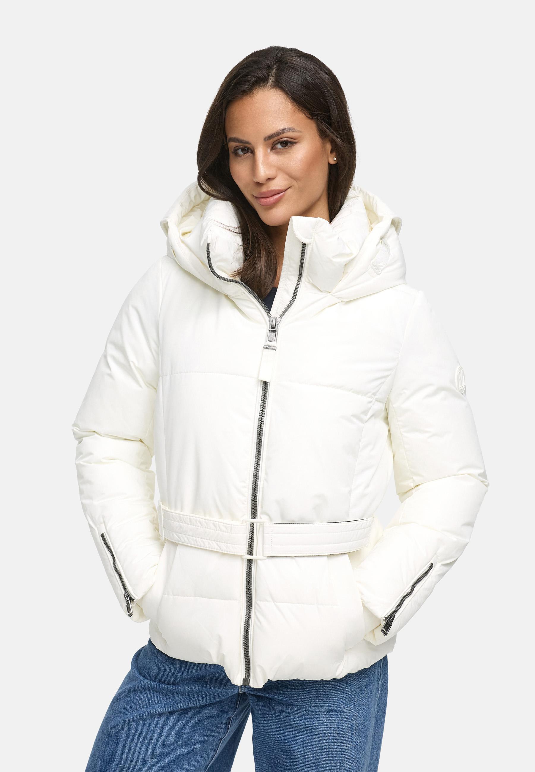 Winterjacke mit Taillengürtel "Aleyna 16" Offwhite