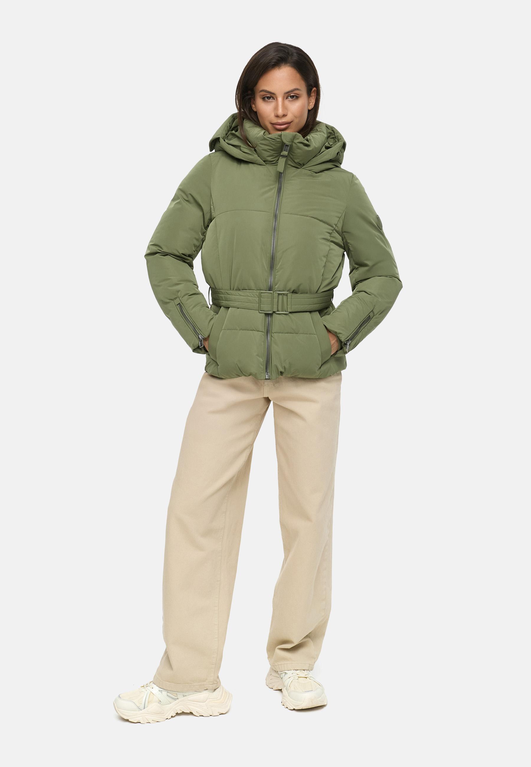 Winterjacke mit Taillengürtel "Aleyna 16" Olive Leaf