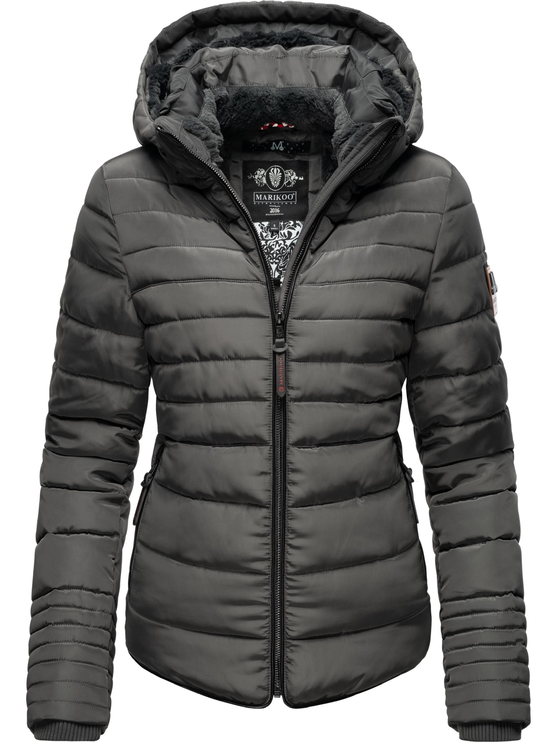 Kurze Winter Steppjacke mit Kapuze "Amber" Anthracite