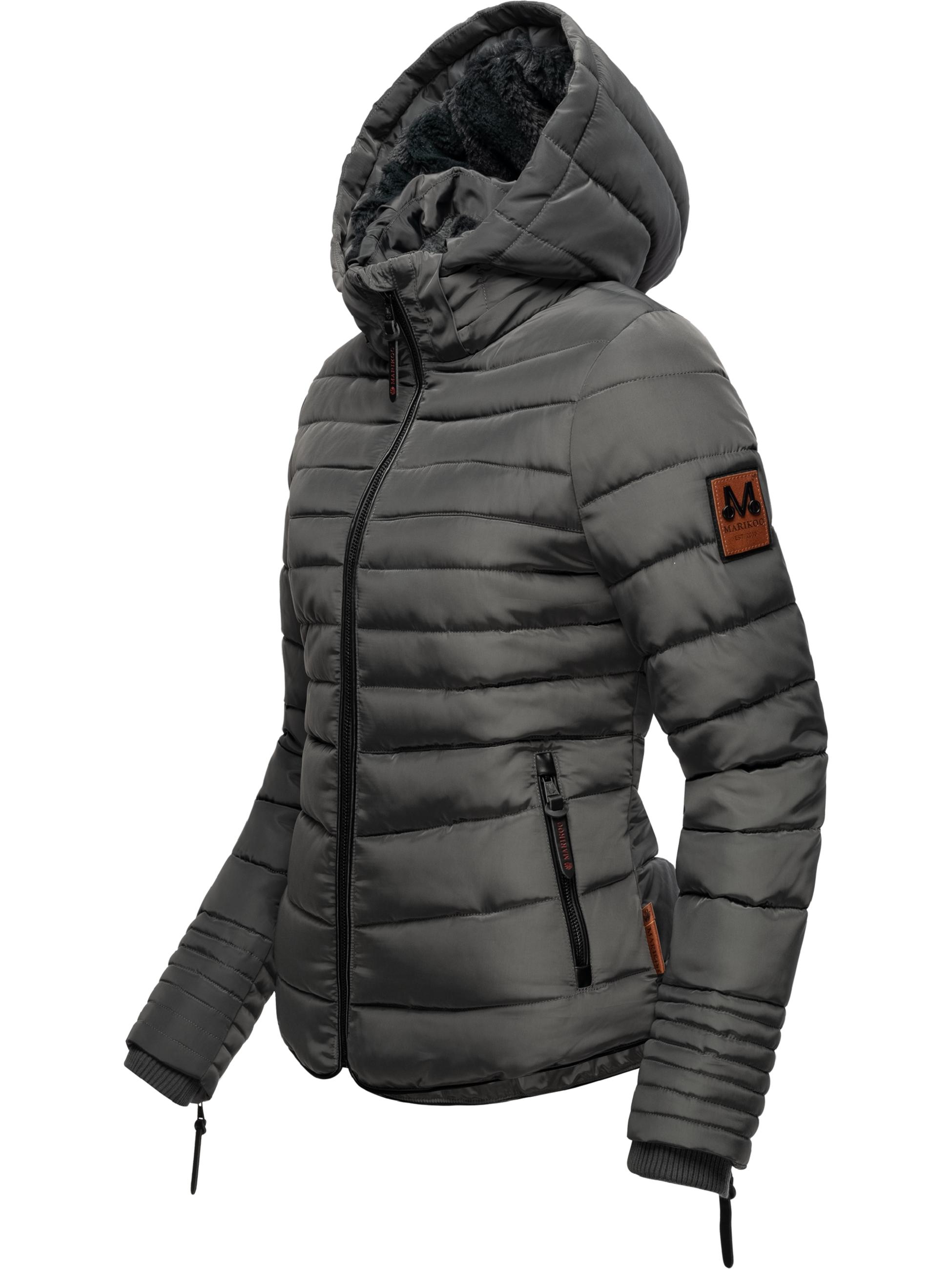 Kurze Winter Steppjacke mit Kapuze "Amber" Anthracite