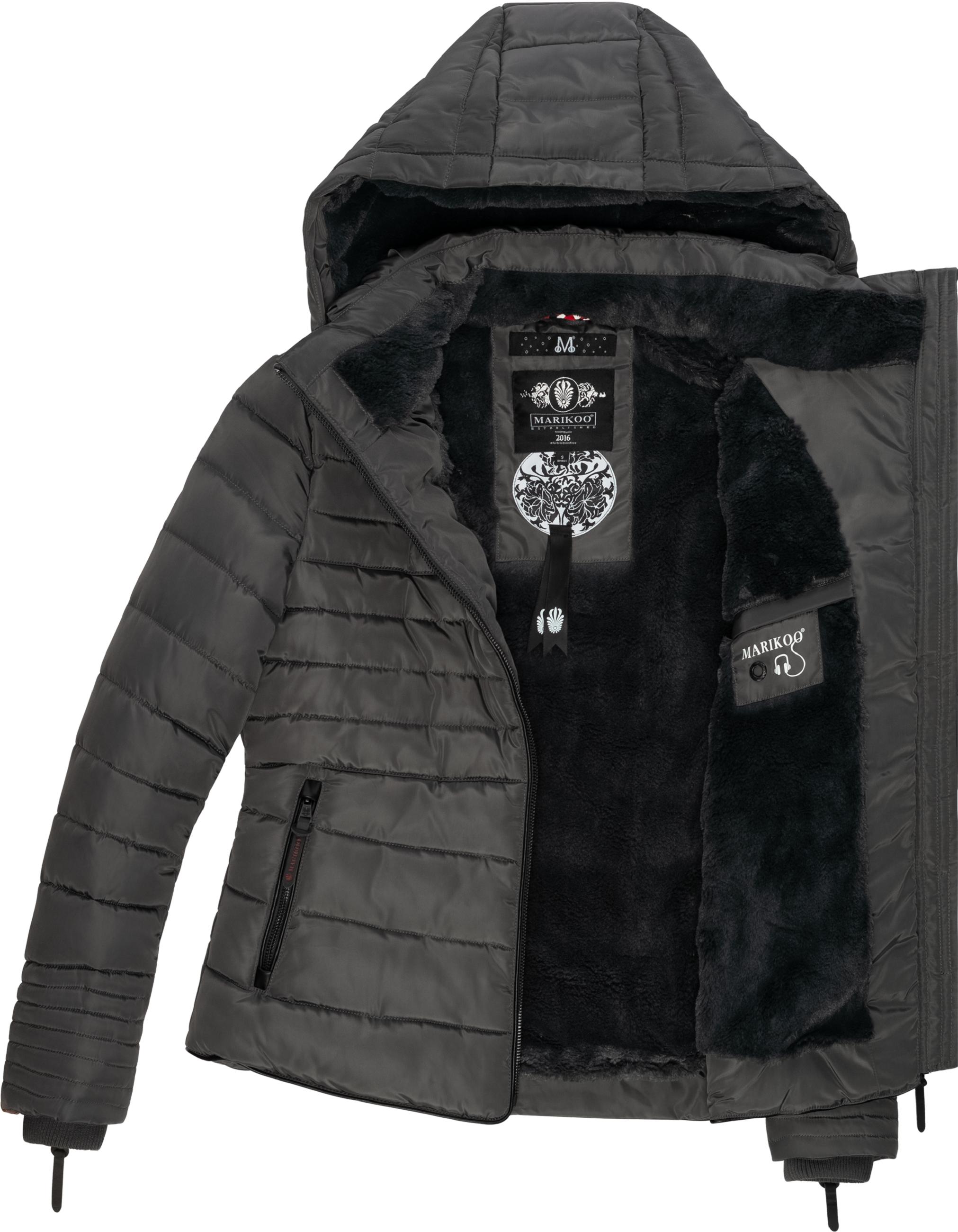 Kurze Winter Steppjacke mit Kapuze "Amber" Anthracite