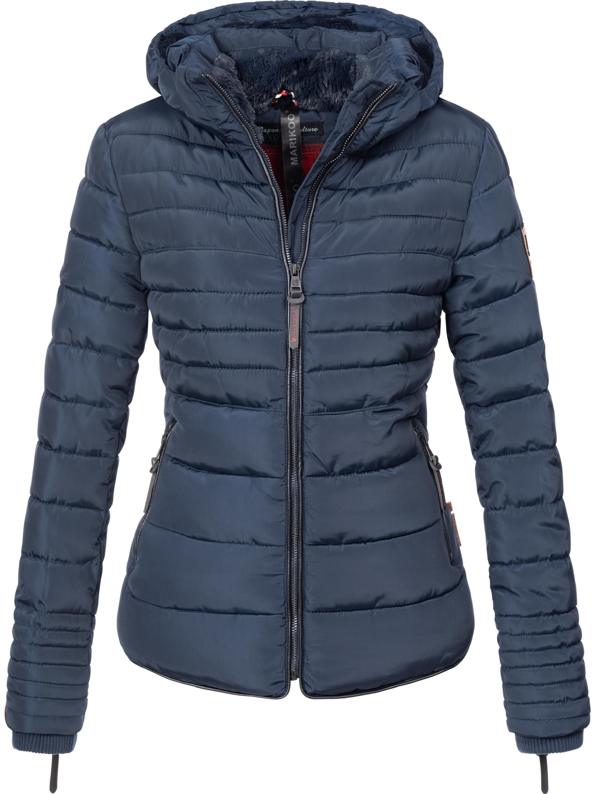 Kurze Winter Steppjacke mit Kapuze "Amber" Blau