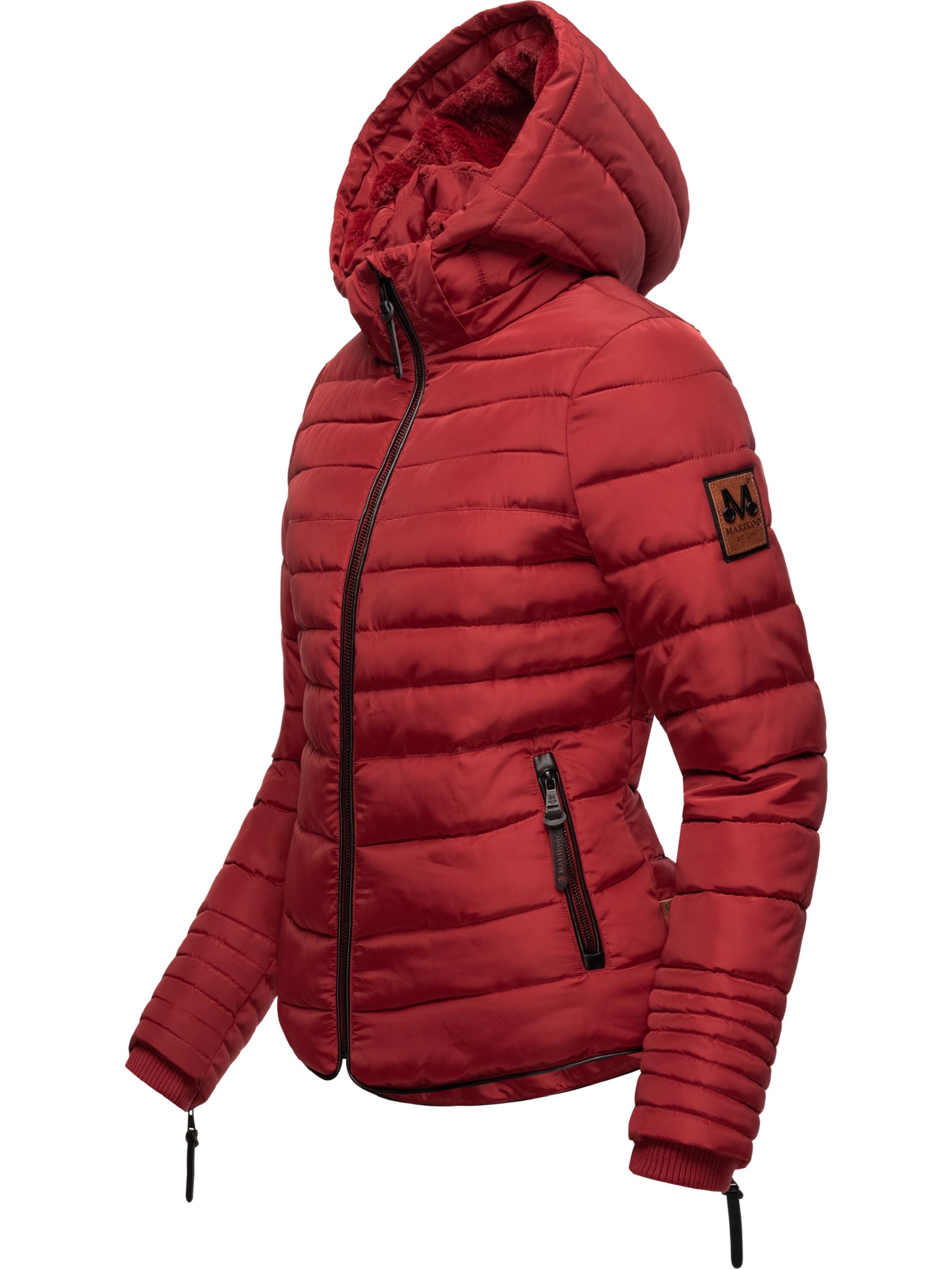 Kurze Winter Steppjacke mit Kapuze "Amber" Blood Red