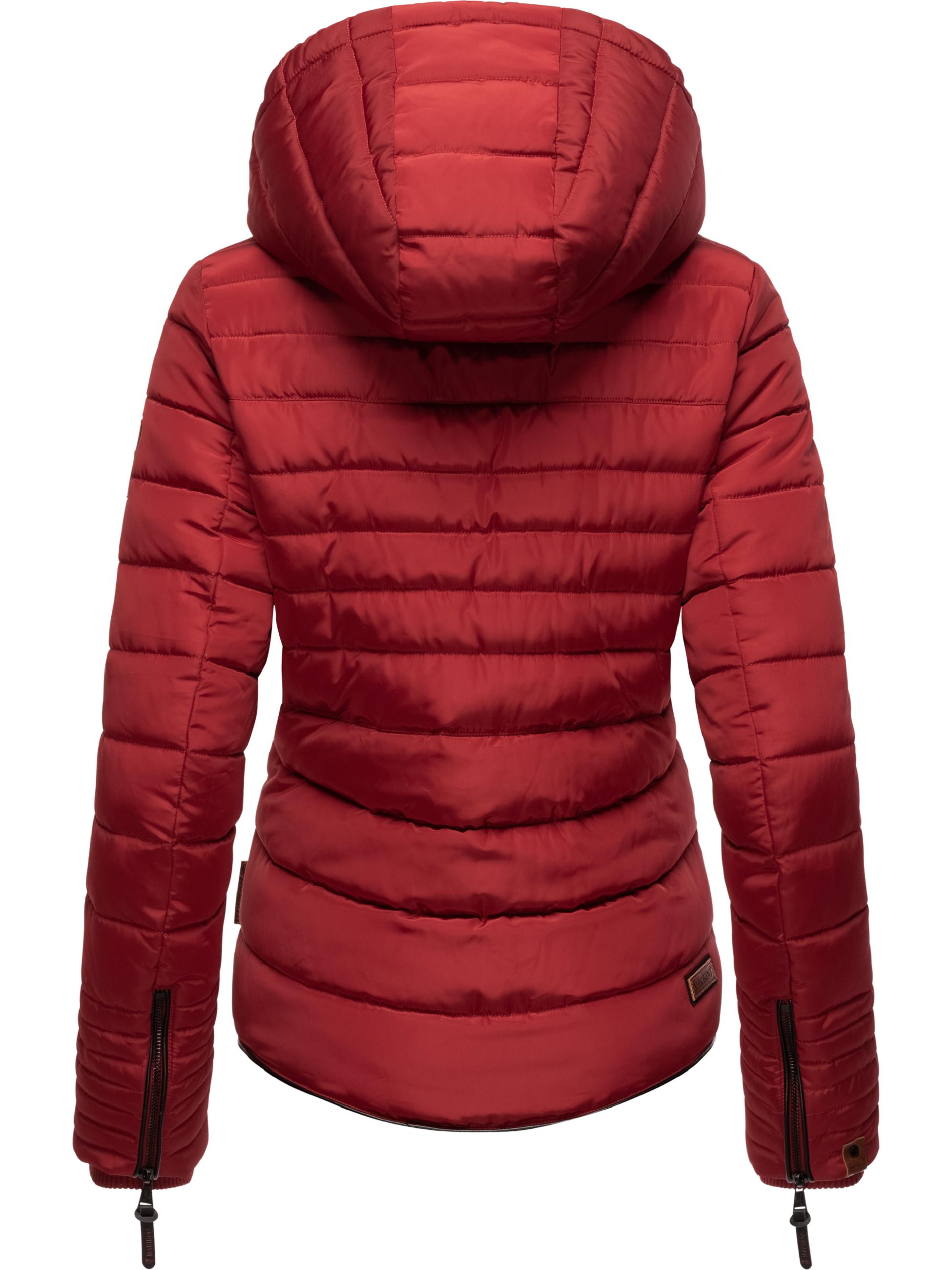 Kurze Winter Steppjacke mit Kapuze "Amber" Blood Red