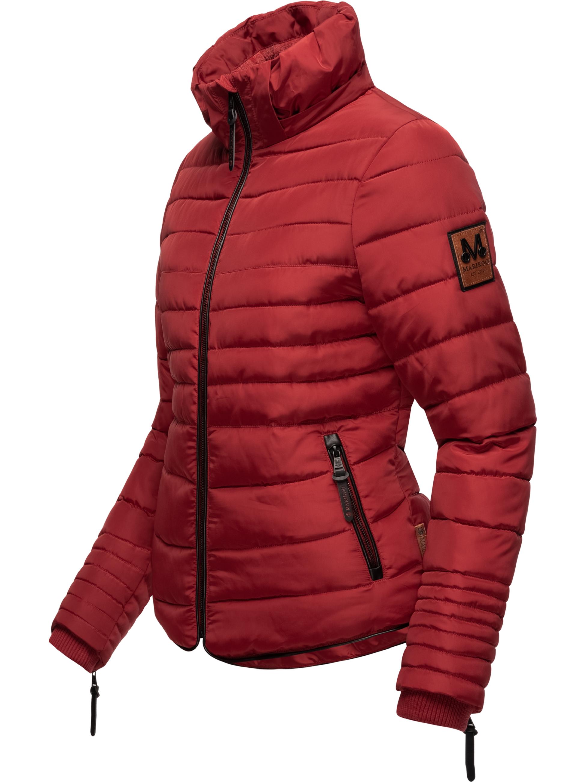 Kurze Winter Steppjacke mit Kapuze "Amber" Blood Red