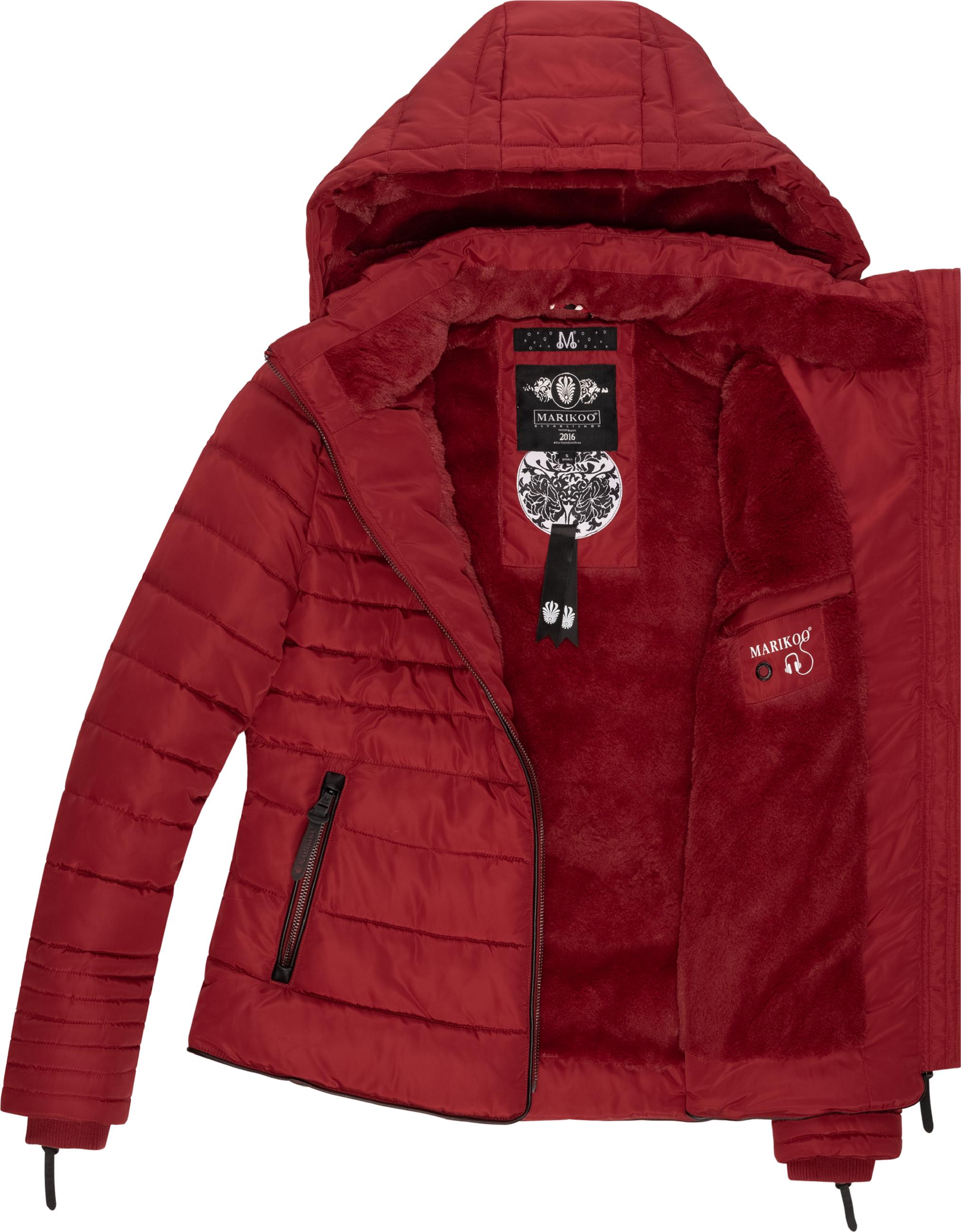 Kurze Winter Steppjacke mit Kapuze "Amber" Blood Red