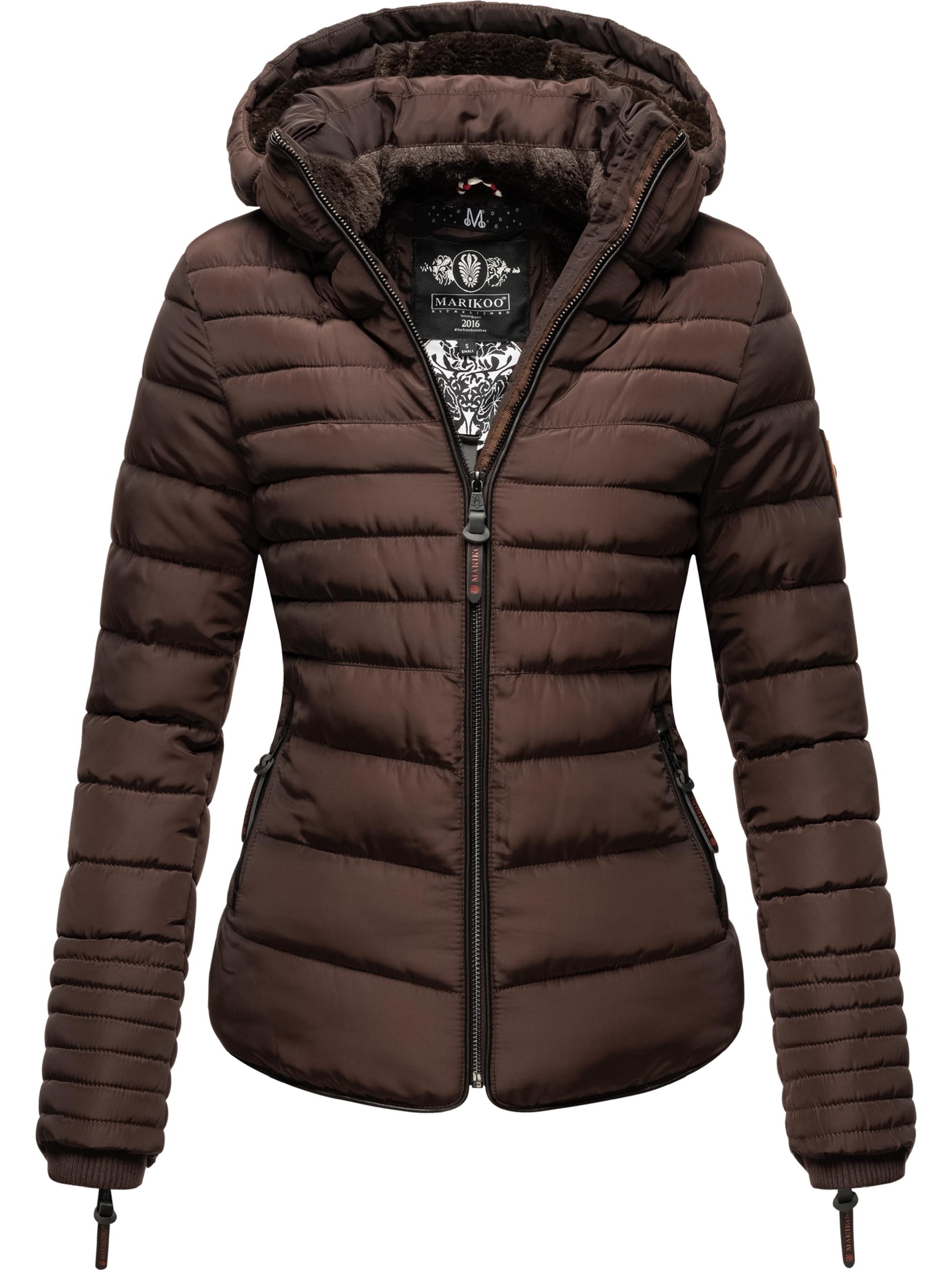 Kurze Winter Steppjacke mit Kapuze "Amber" Chocolate