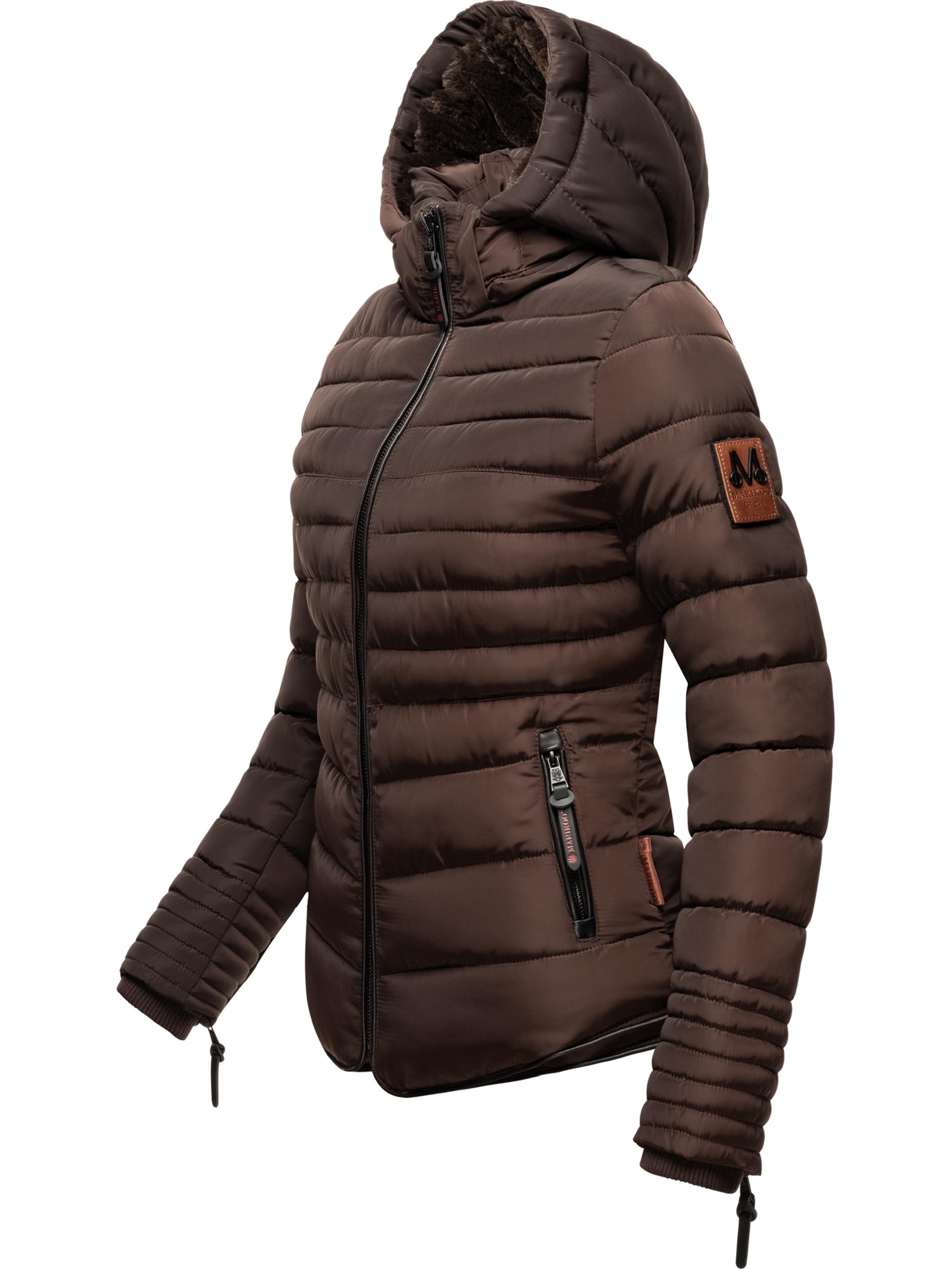 Kurze Winter Steppjacke mit Kapuze "Amber" Chocolate