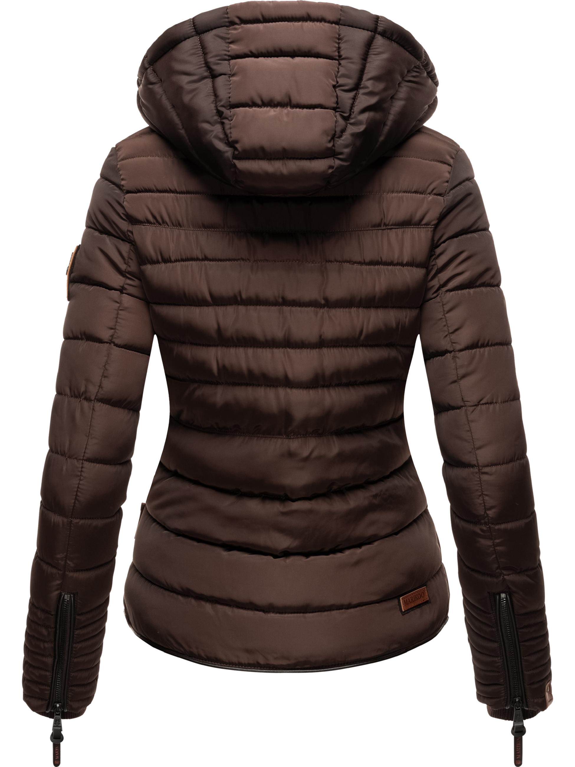 Kurze Winter Steppjacke mit Kapuze "Amber" Chocolate