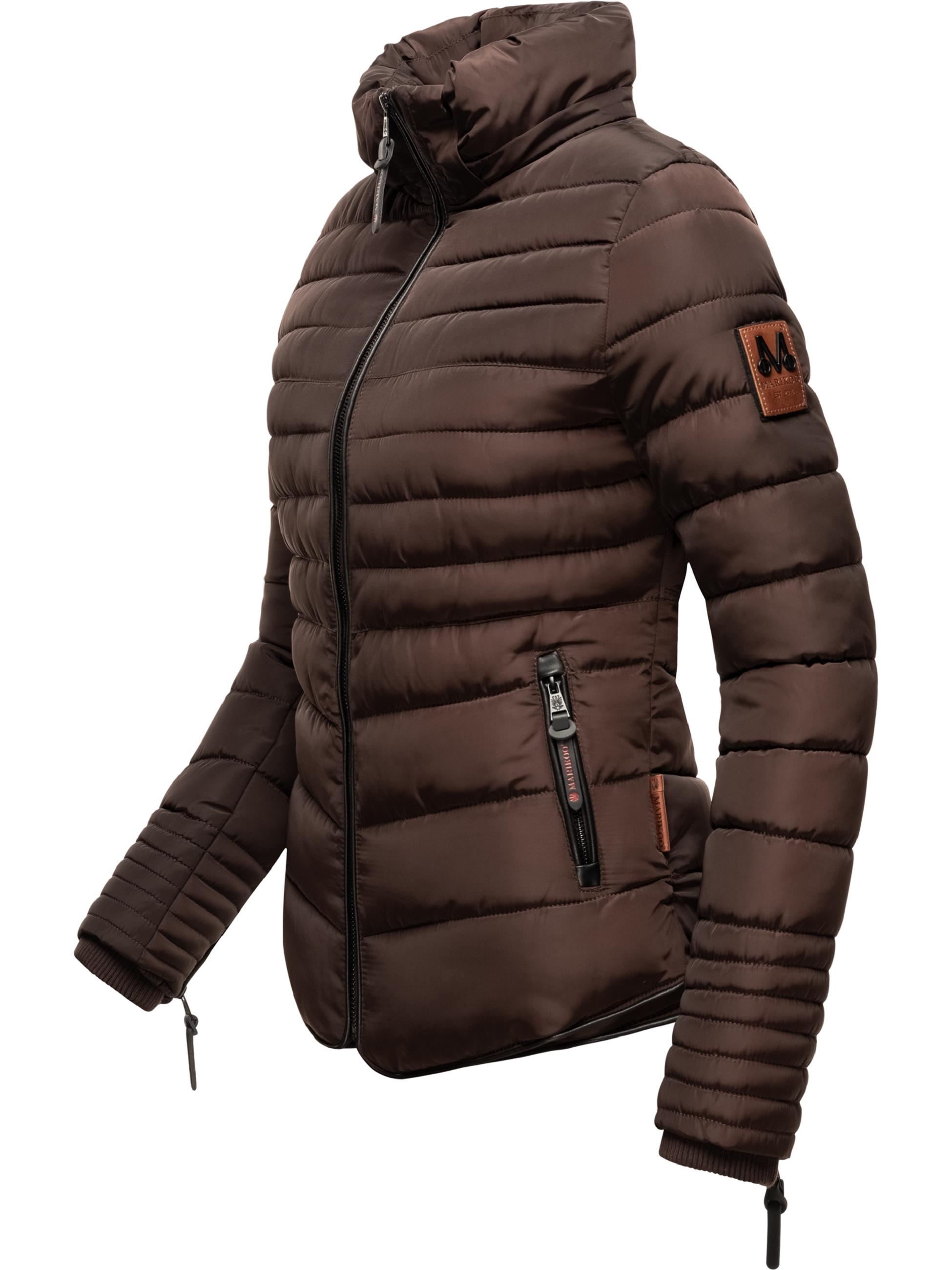 Kurze Winter Steppjacke mit Kapuze "Amber" Chocolate