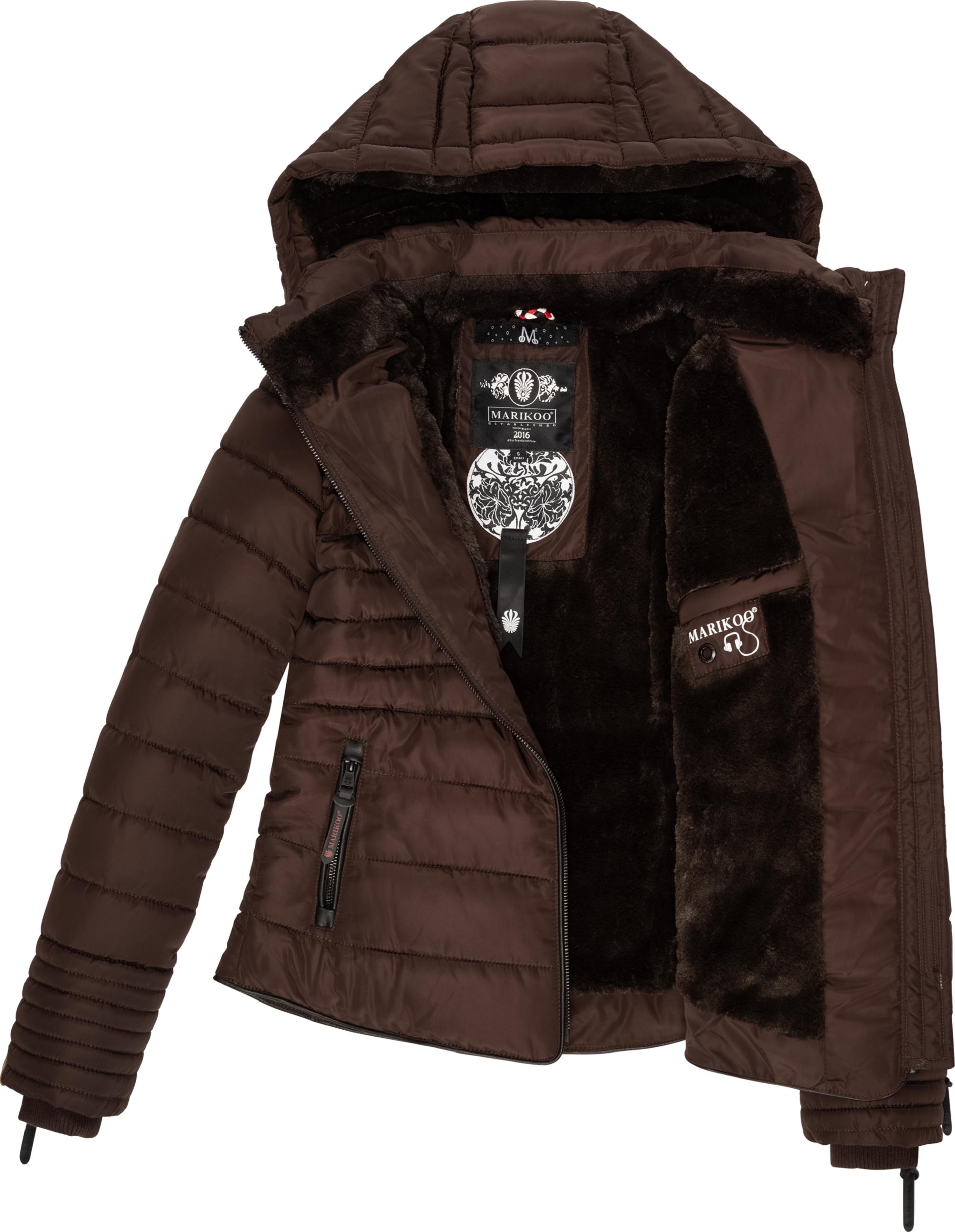 Kurze Winter Steppjacke mit Kapuze "Amber" Chocolate