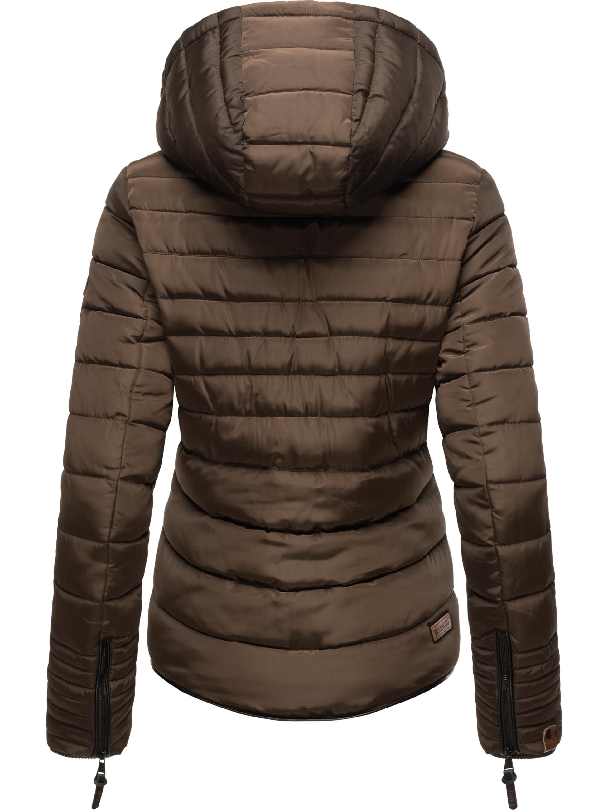 Kurze Winter Steppjacke mit Kapuze "Amber" Dark Choco