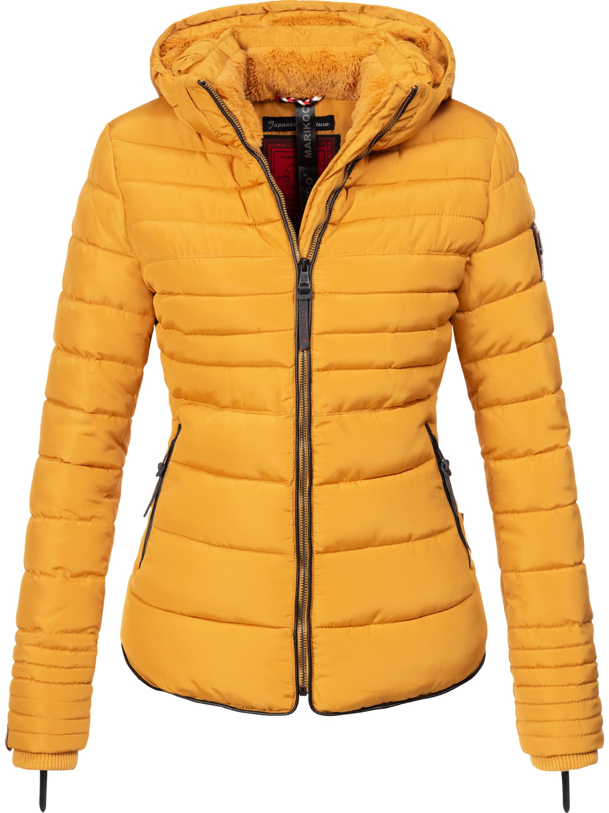 Kurze Winter Steppjacke mit Kapuze "Amber" Gelb