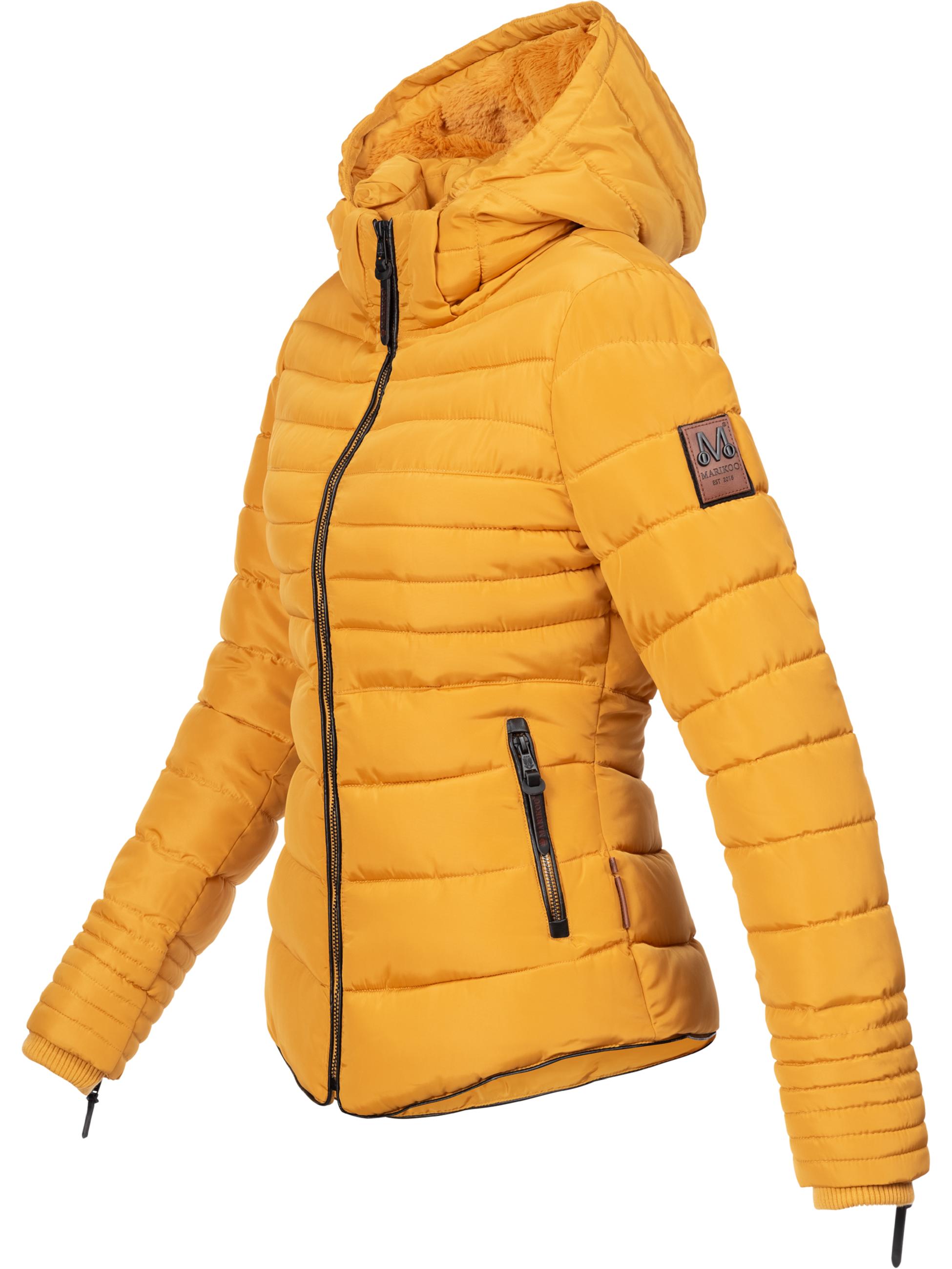 Kurze Winter Steppjacke mit Kapuze "Amber" Gelb