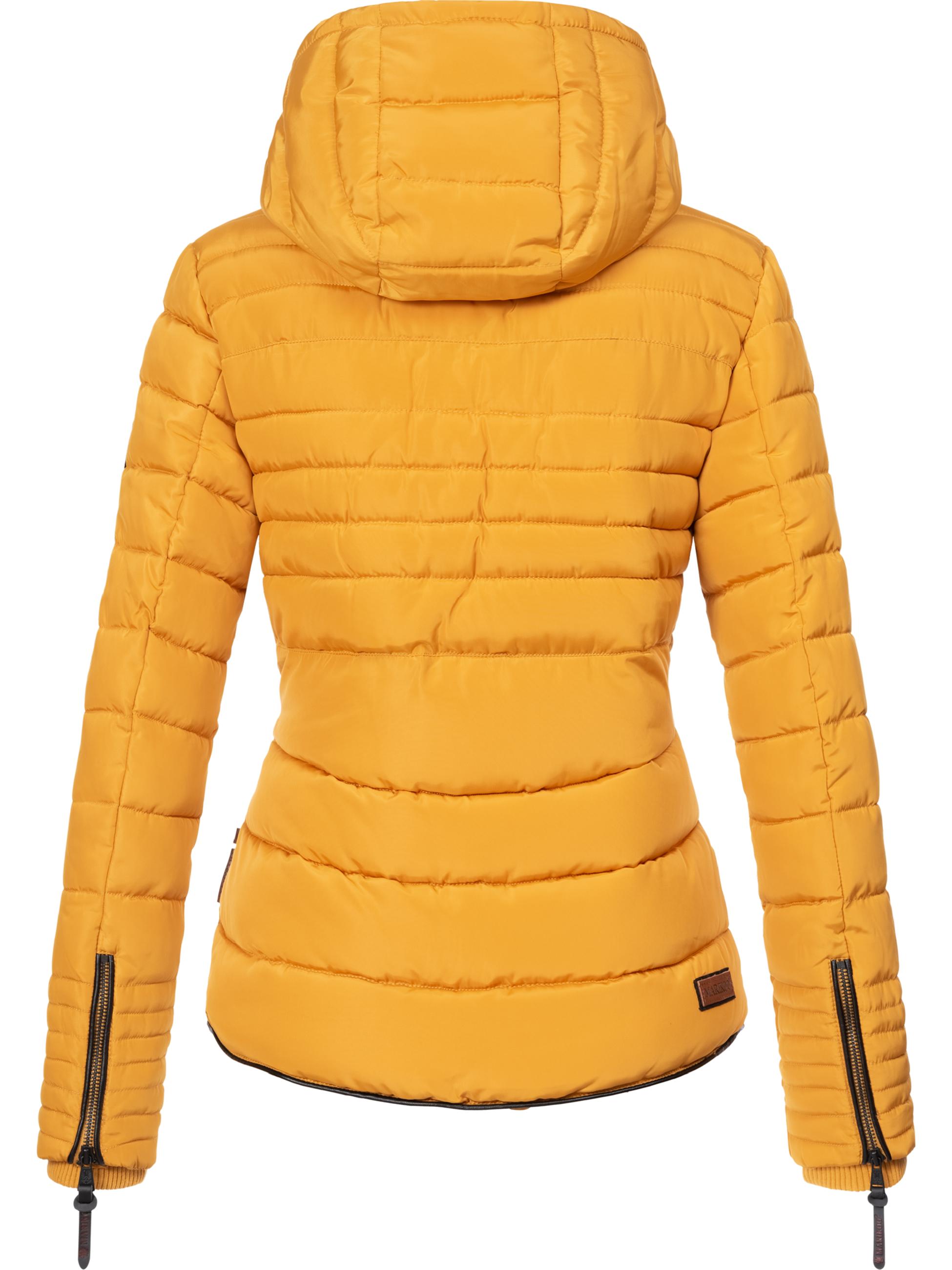 Kurze Winter Steppjacke mit Kapuze "Amber" Gelb