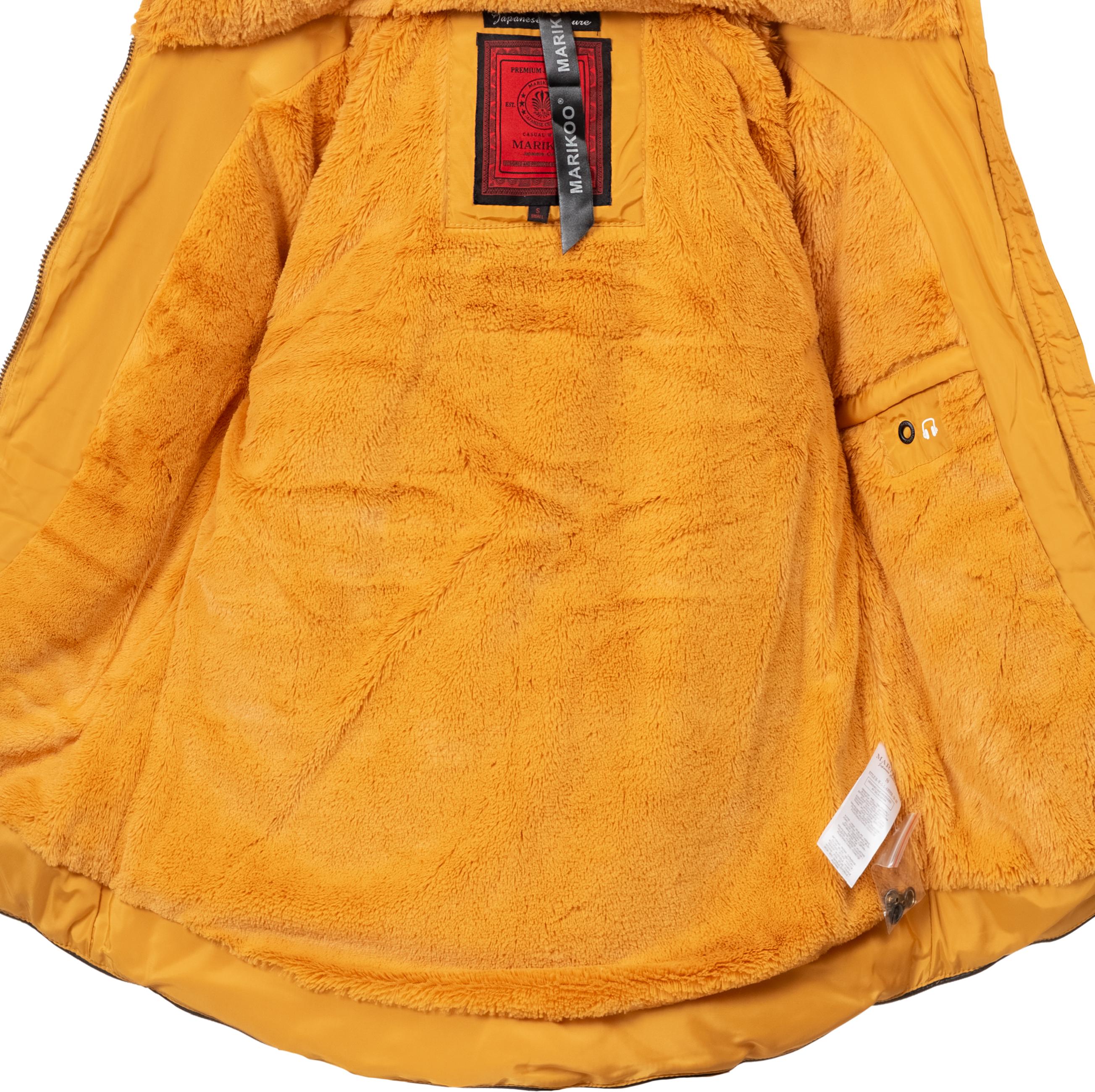 Kurze Winter Steppjacke mit Kapuze "Amber" Gelb