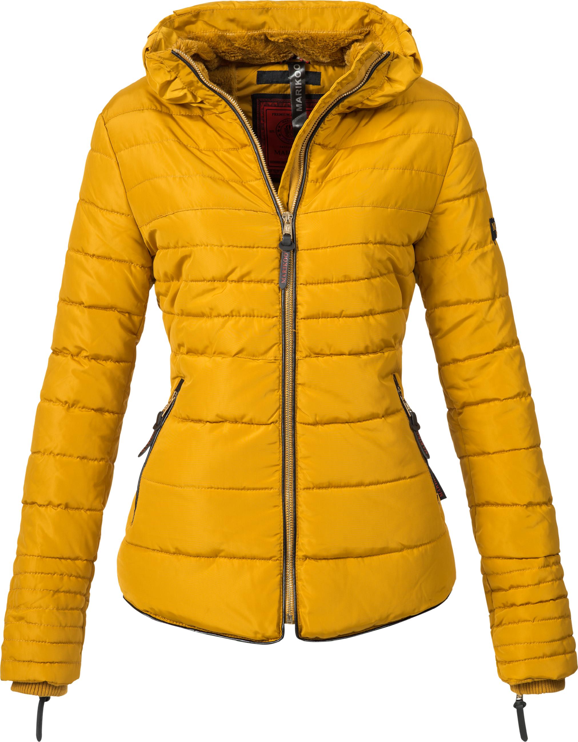 Kurze Winter Steppjacke mit Kapuze "Amber" Gelb ohne Kapuze