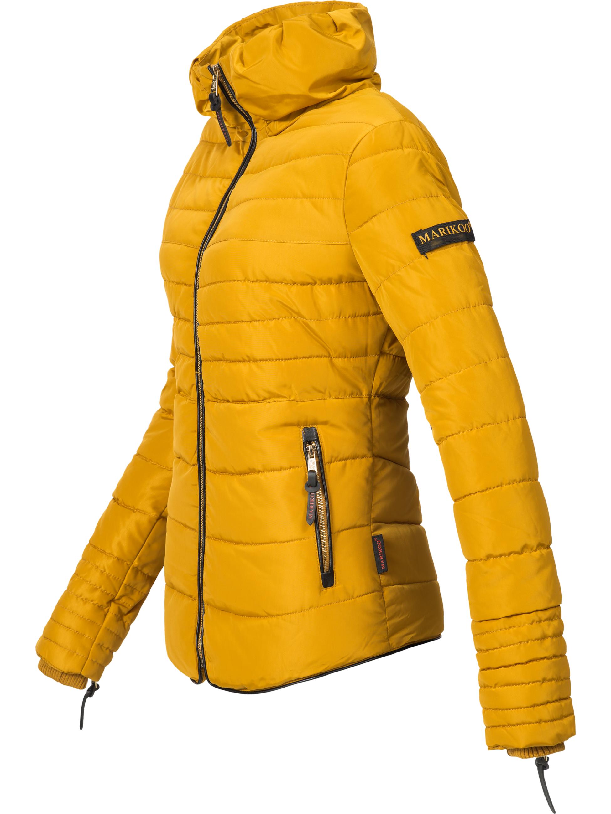 Kurze Winter Steppjacke mit Kapuze "Amber" Gelb ohne Kapuze