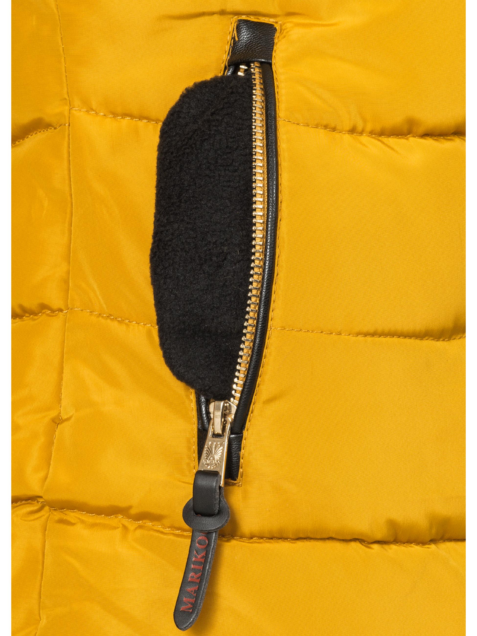 Kurze Winter Steppjacke mit Kapuze "Amber" Gelb ohne Kapuze