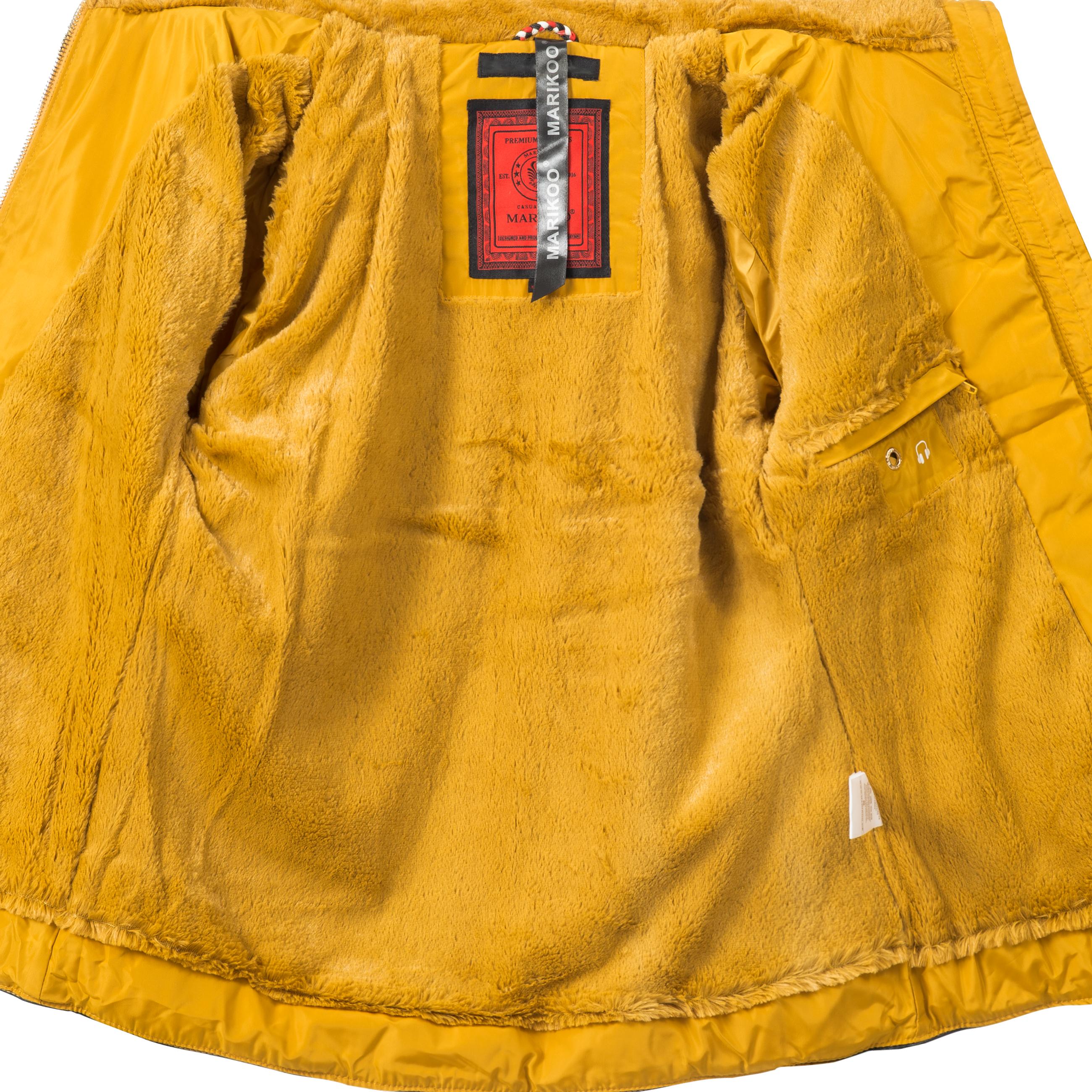 Kurze Winter Steppjacke mit Kapuze "Amber" Gelb ohne Kapuze