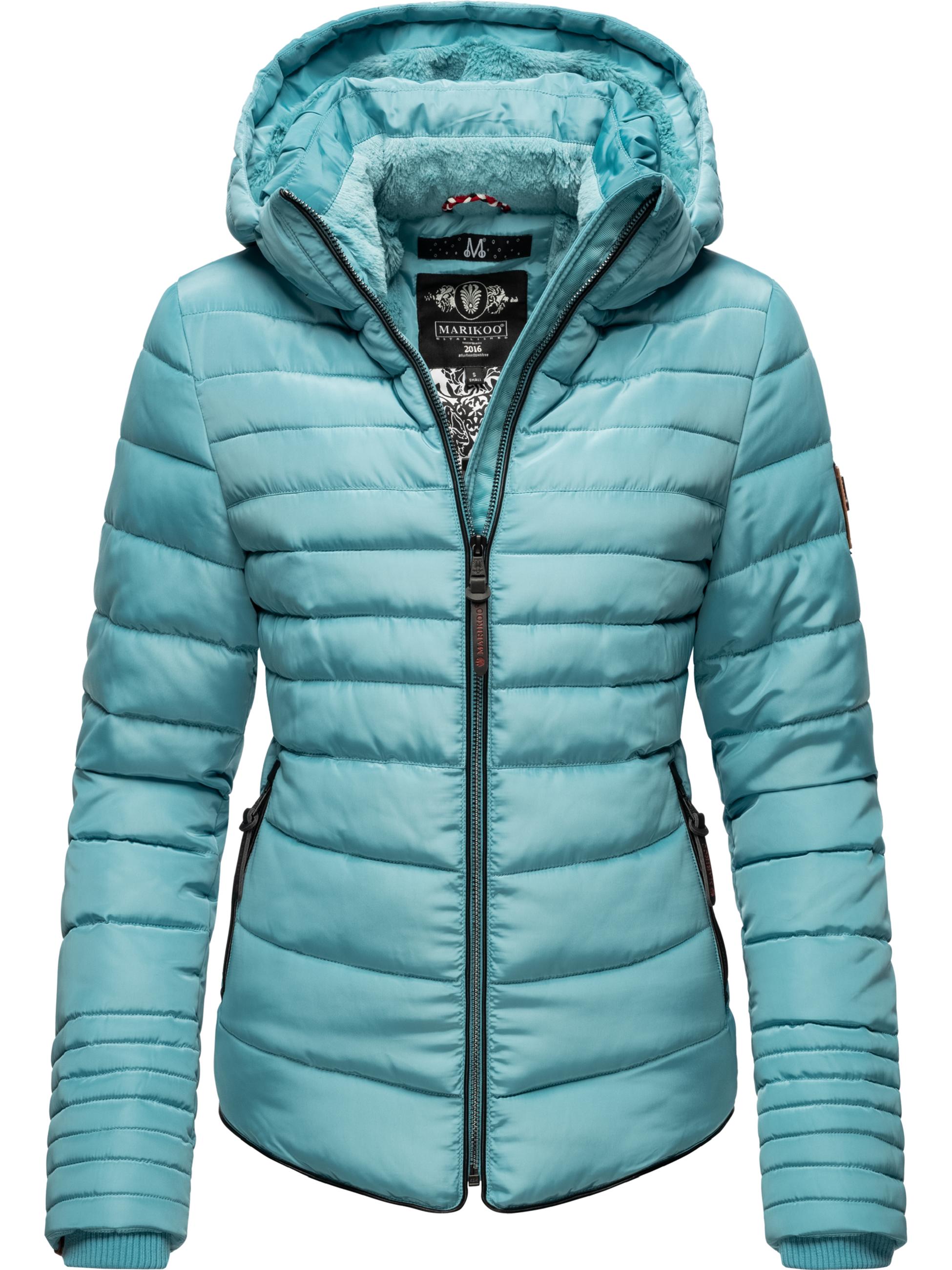 Kurze Winter Steppjacke mit Kapuze "Amber" Misty Blue