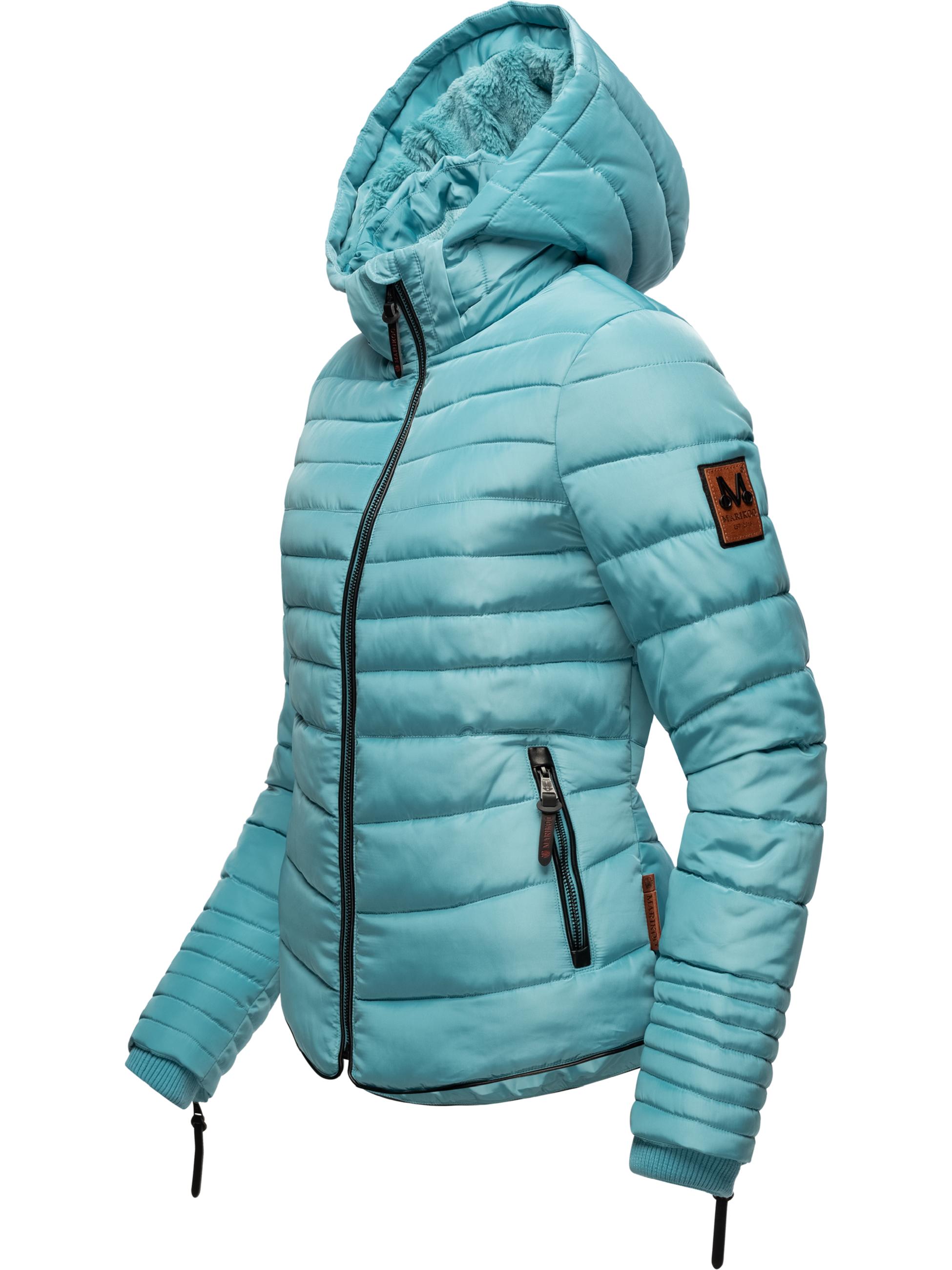 Kurze Winter Steppjacke mit Kapuze "Amber" Misty Blue