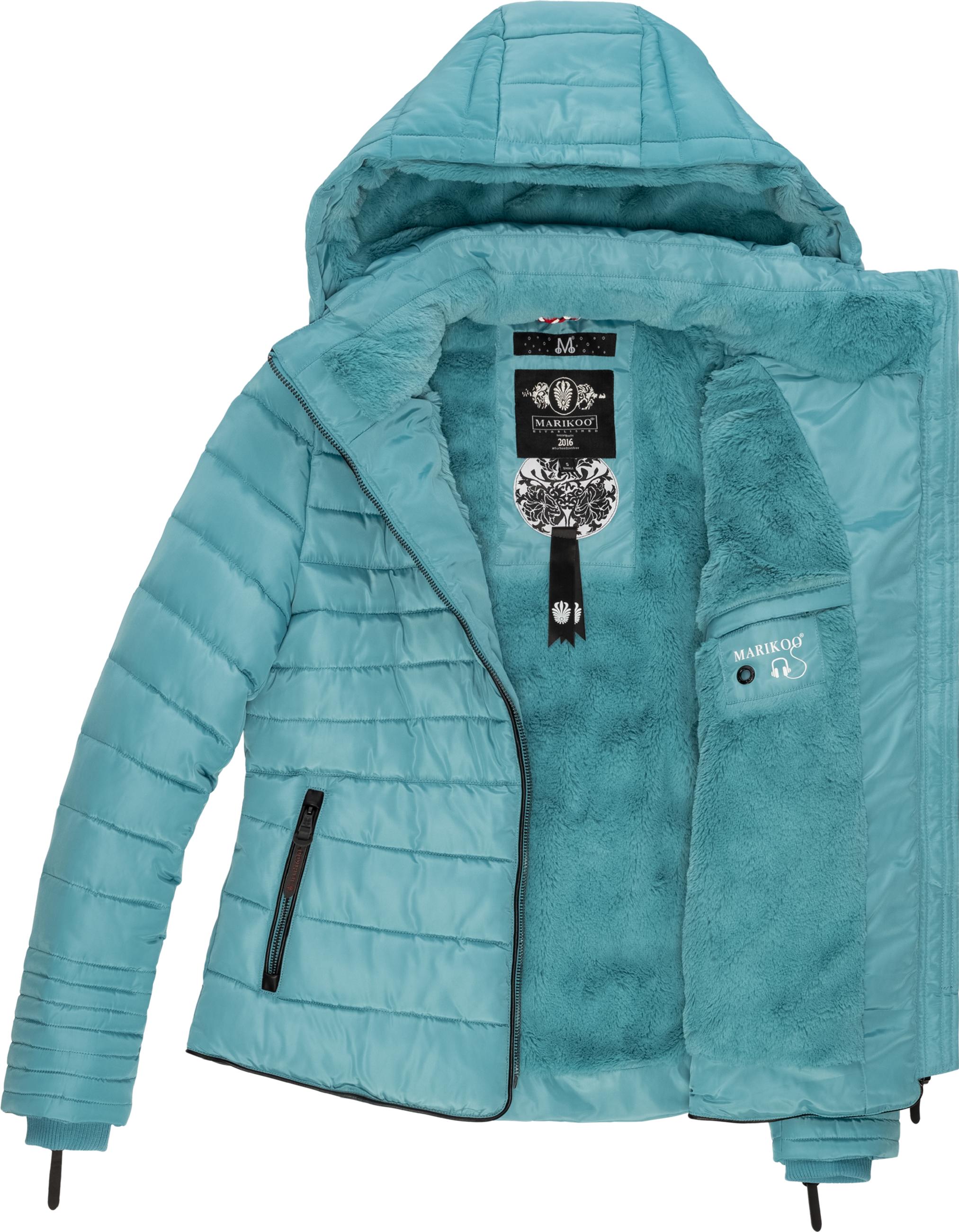 Kurze Winter Steppjacke mit Kapuze "Amber" Misty Blue