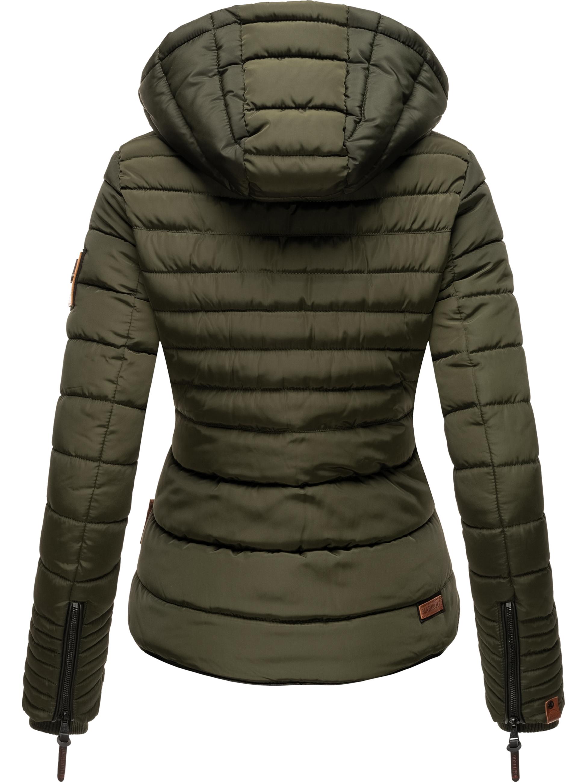 Kurze Winter Steppjacke mit Kapuze "Amber" Olive