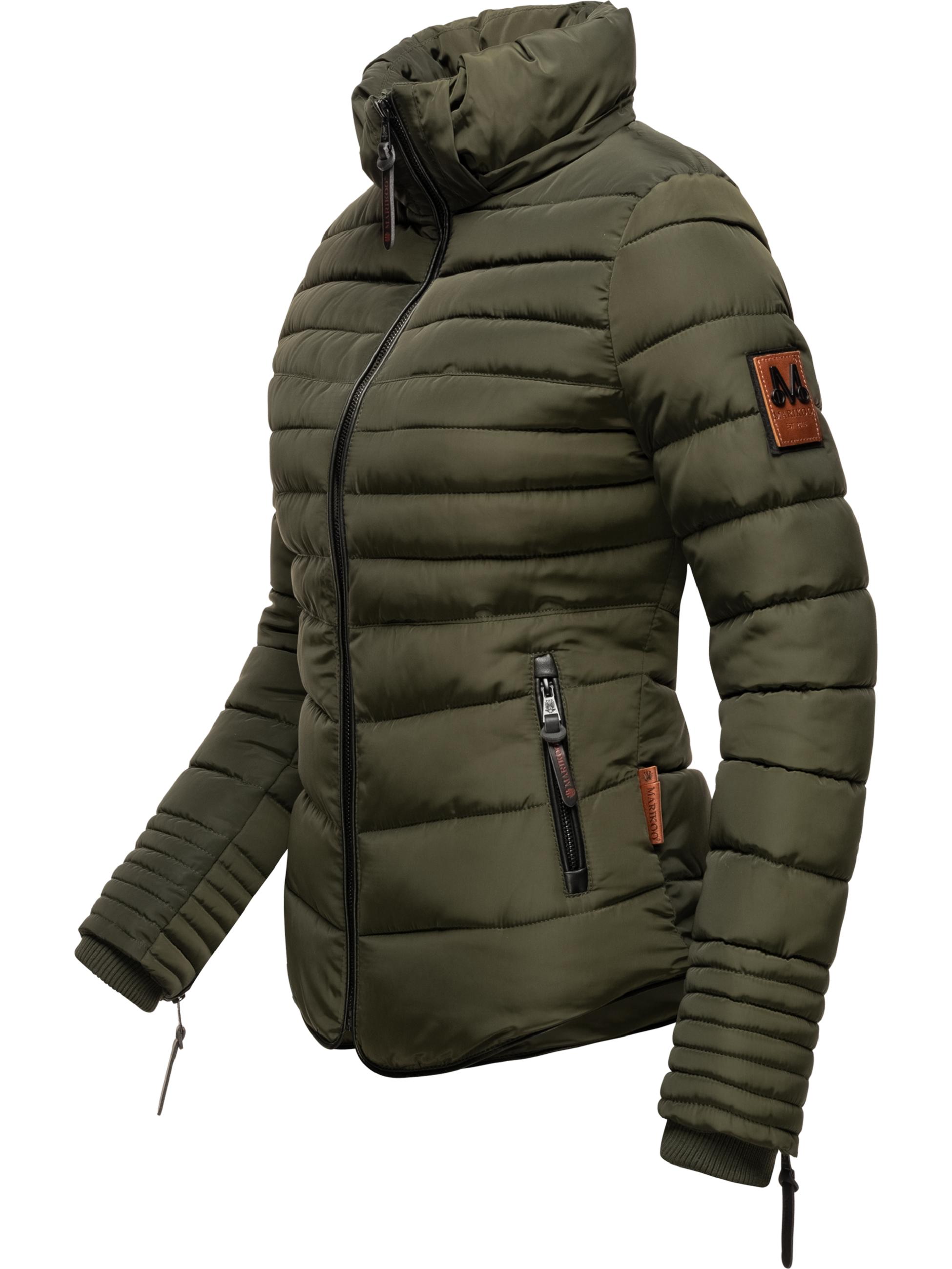 Kurze Winter Steppjacke mit Kapuze "Amber" Olive