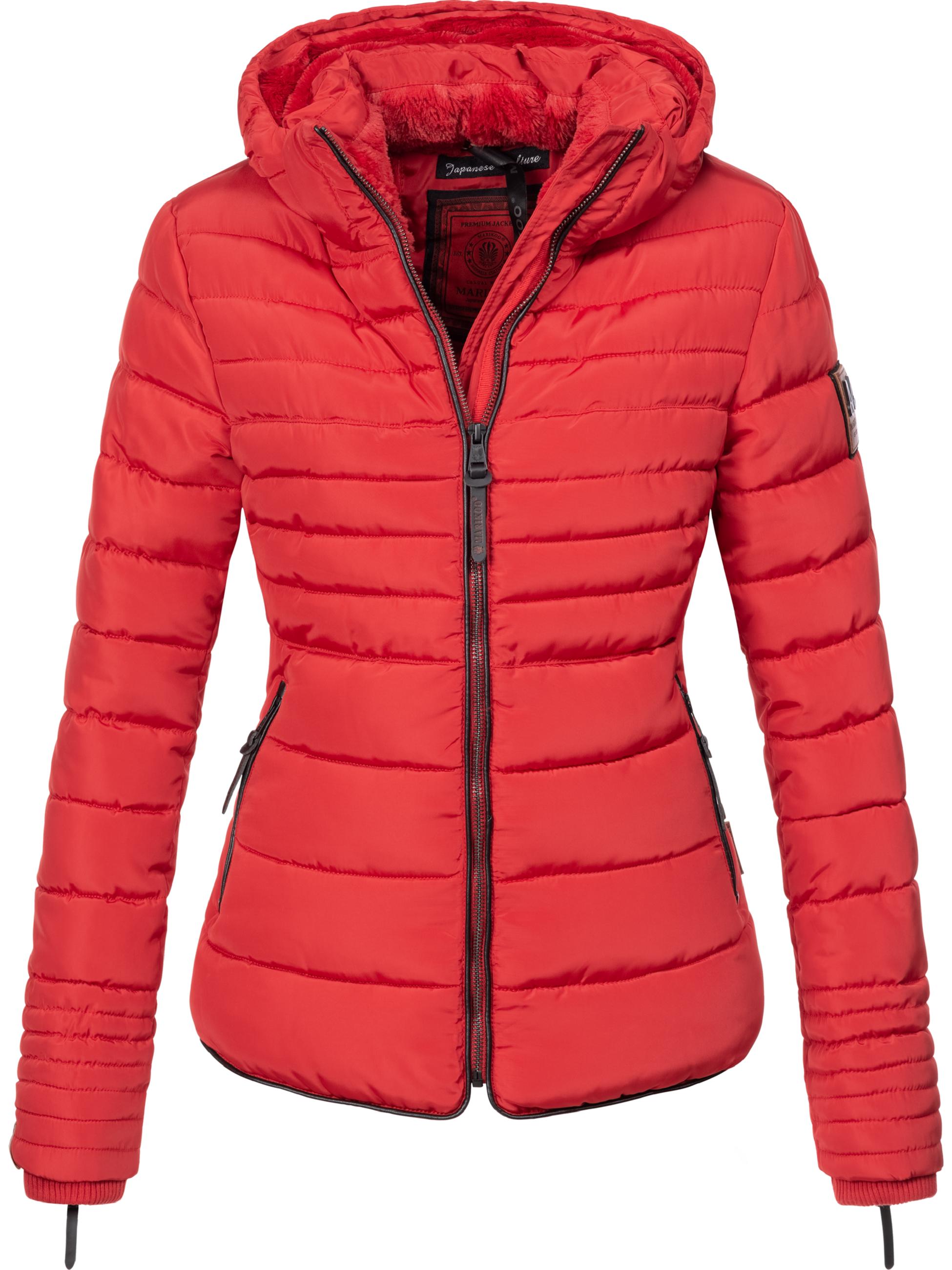 Kurze Winter Steppjacke mit Kapuze "Amber" Rot