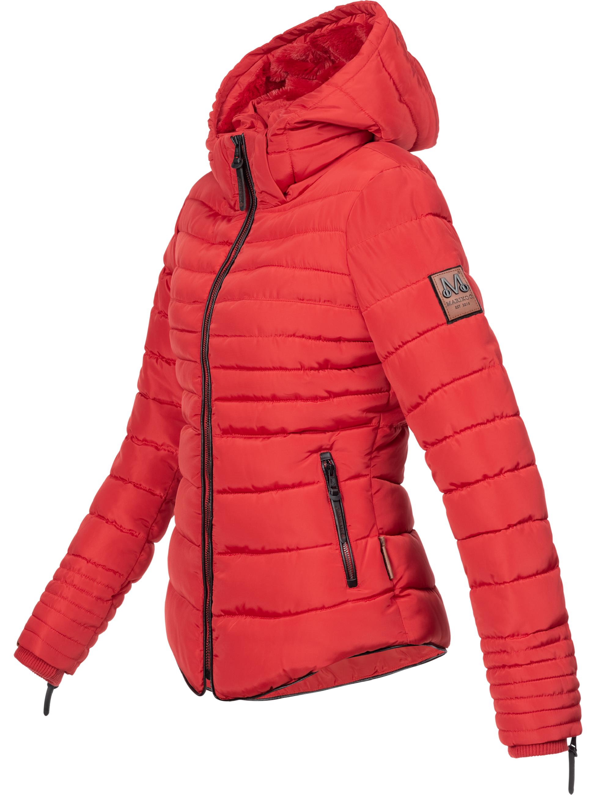 Kurze Winter Steppjacke mit Kapuze "Amber" Rot