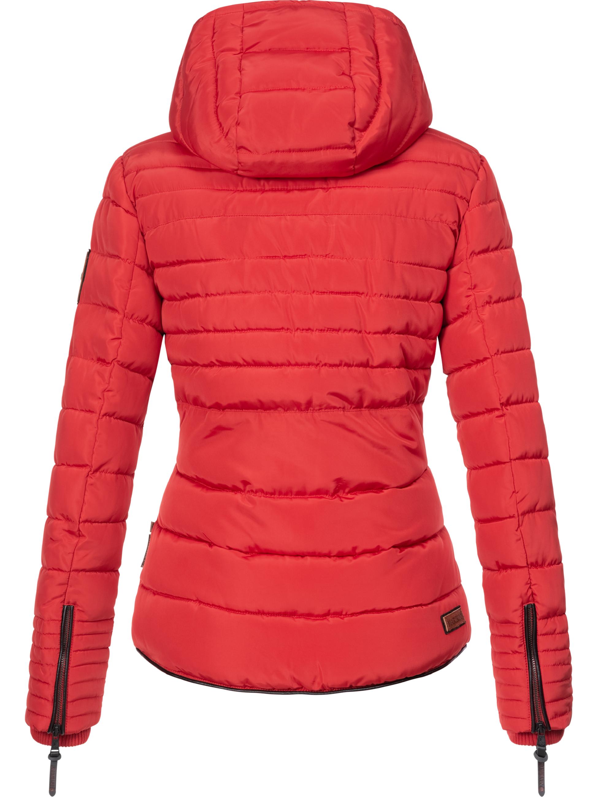 Kurze Winter Steppjacke mit Kapuze "Amber" Rot