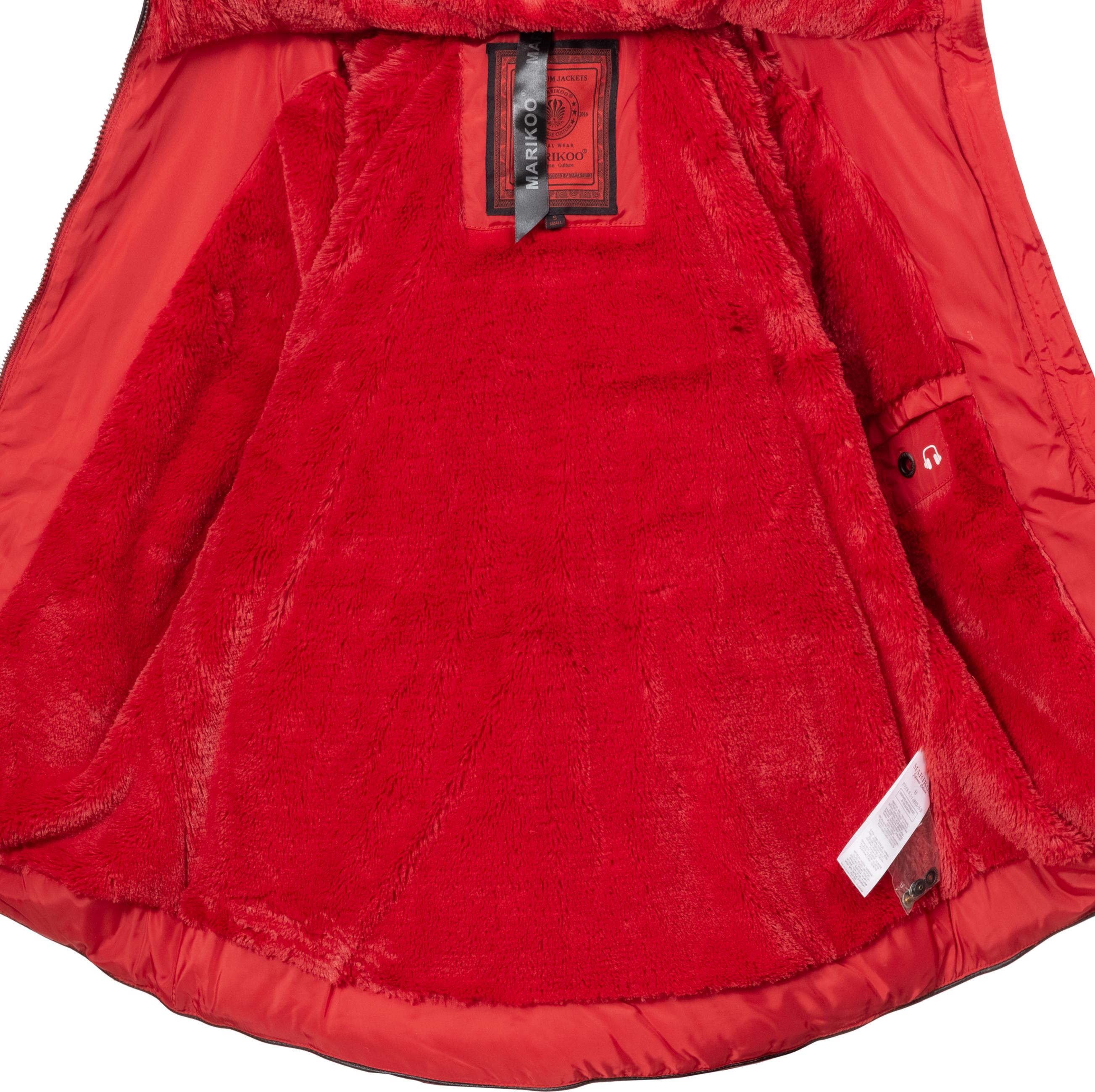 Kurze Winter Steppjacke mit Kapuze "Amber" Rot