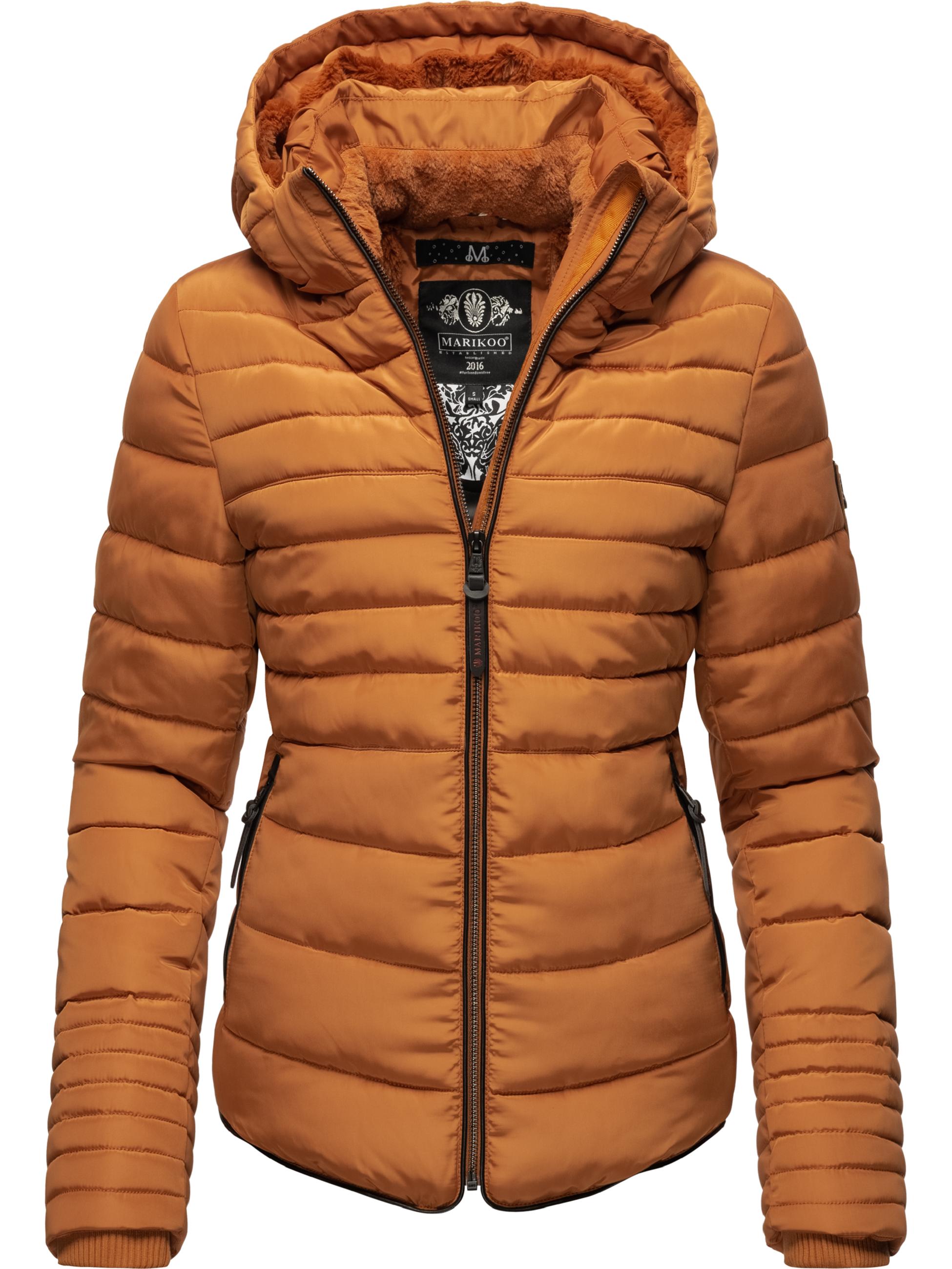 Kurze Winter Steppjacke mit Kapuze "Amber" Rusty Cinnamon