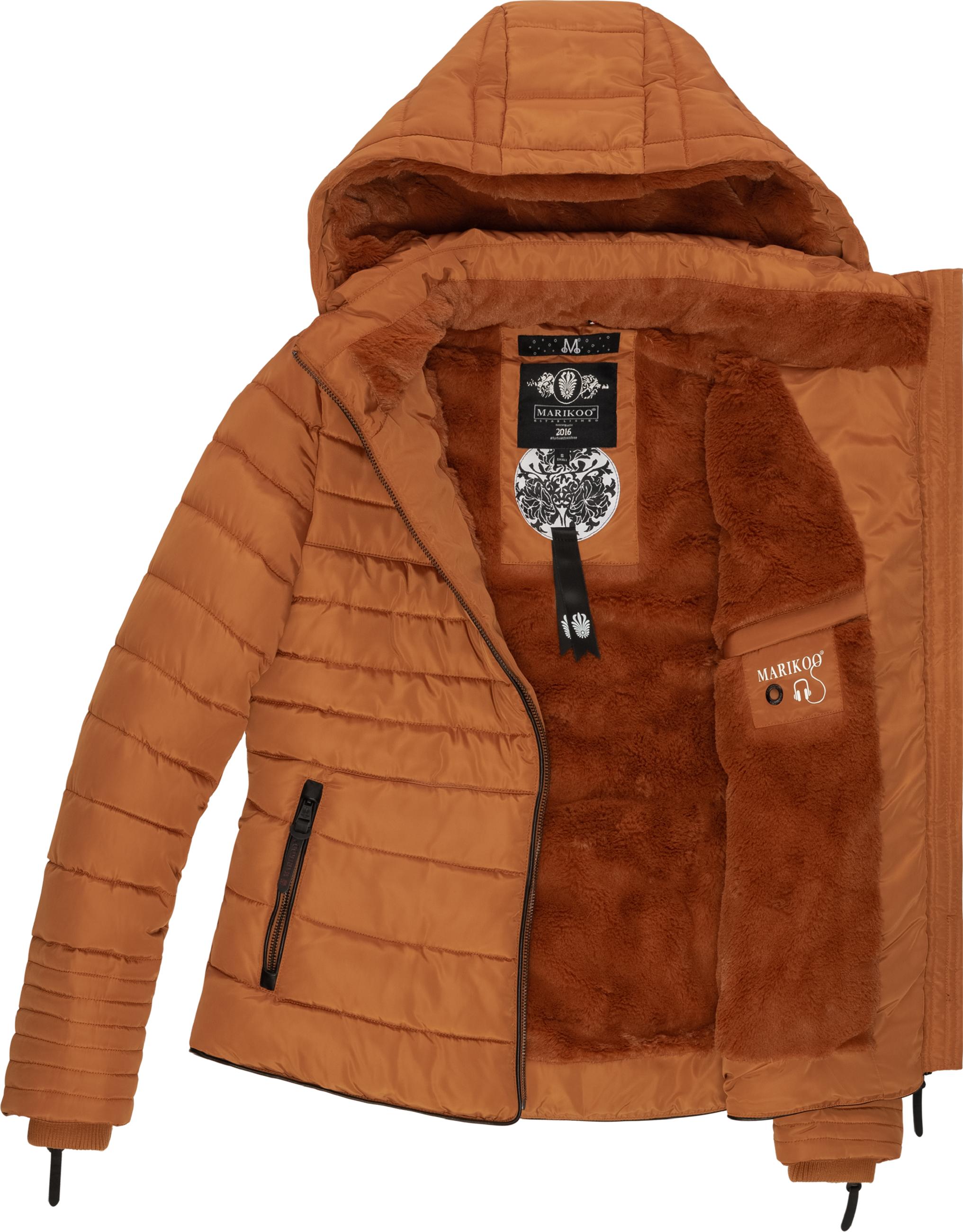 Kurze Winter Steppjacke mit Kapuze "Amber" Rusty Cinnamon