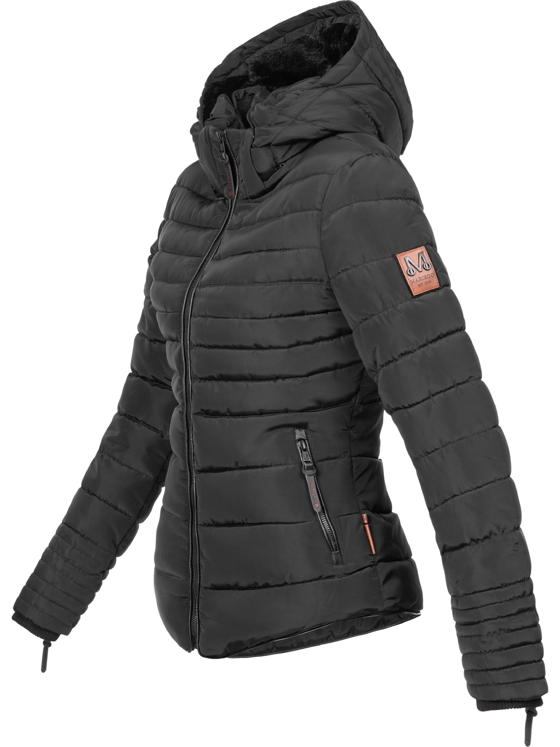 Kurze Winter Steppjacke mit Kapuze "Amber" Schwarz