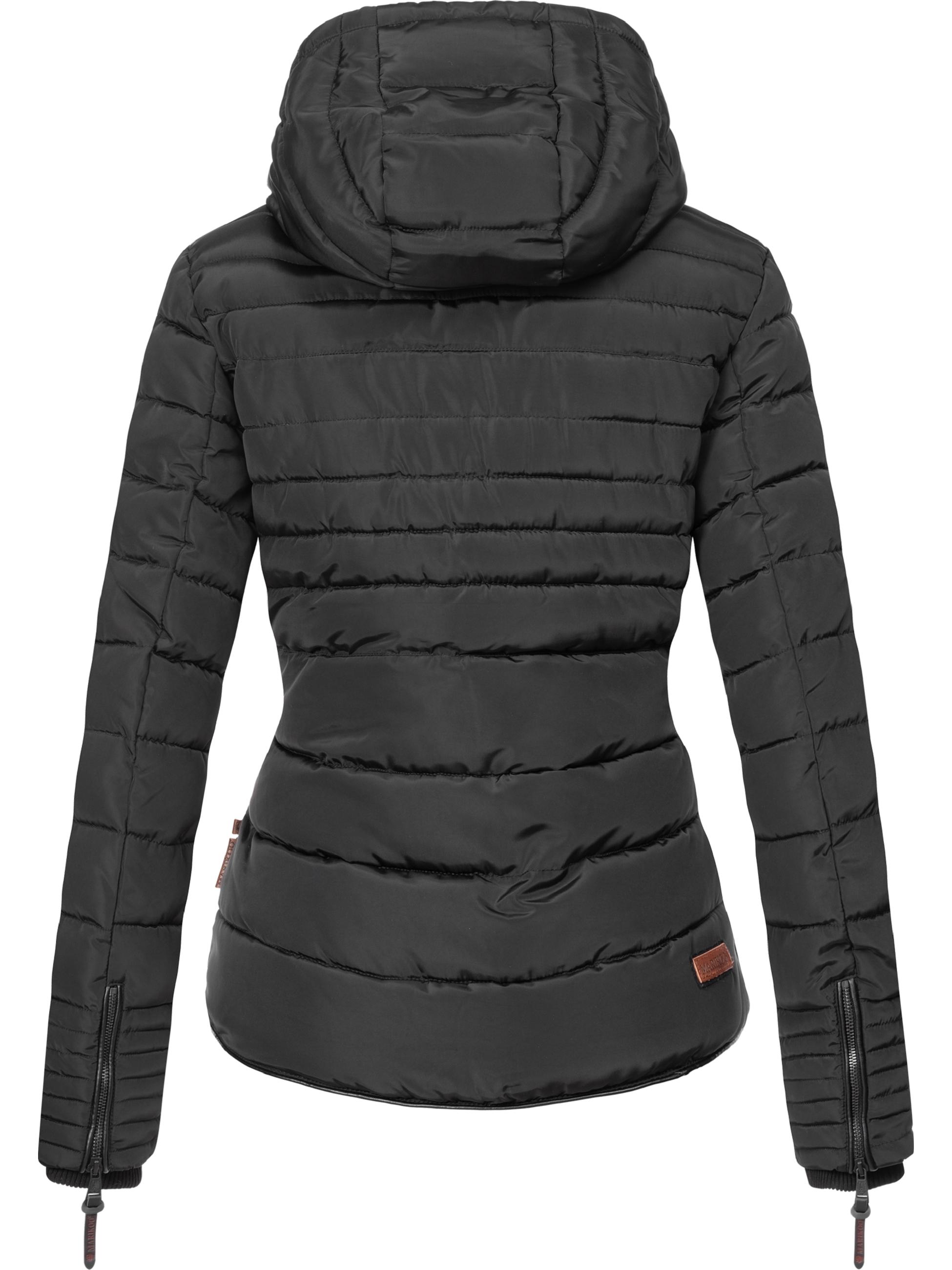 Kurze Winter Steppjacke mit Kapuze "Amber" Schwarz