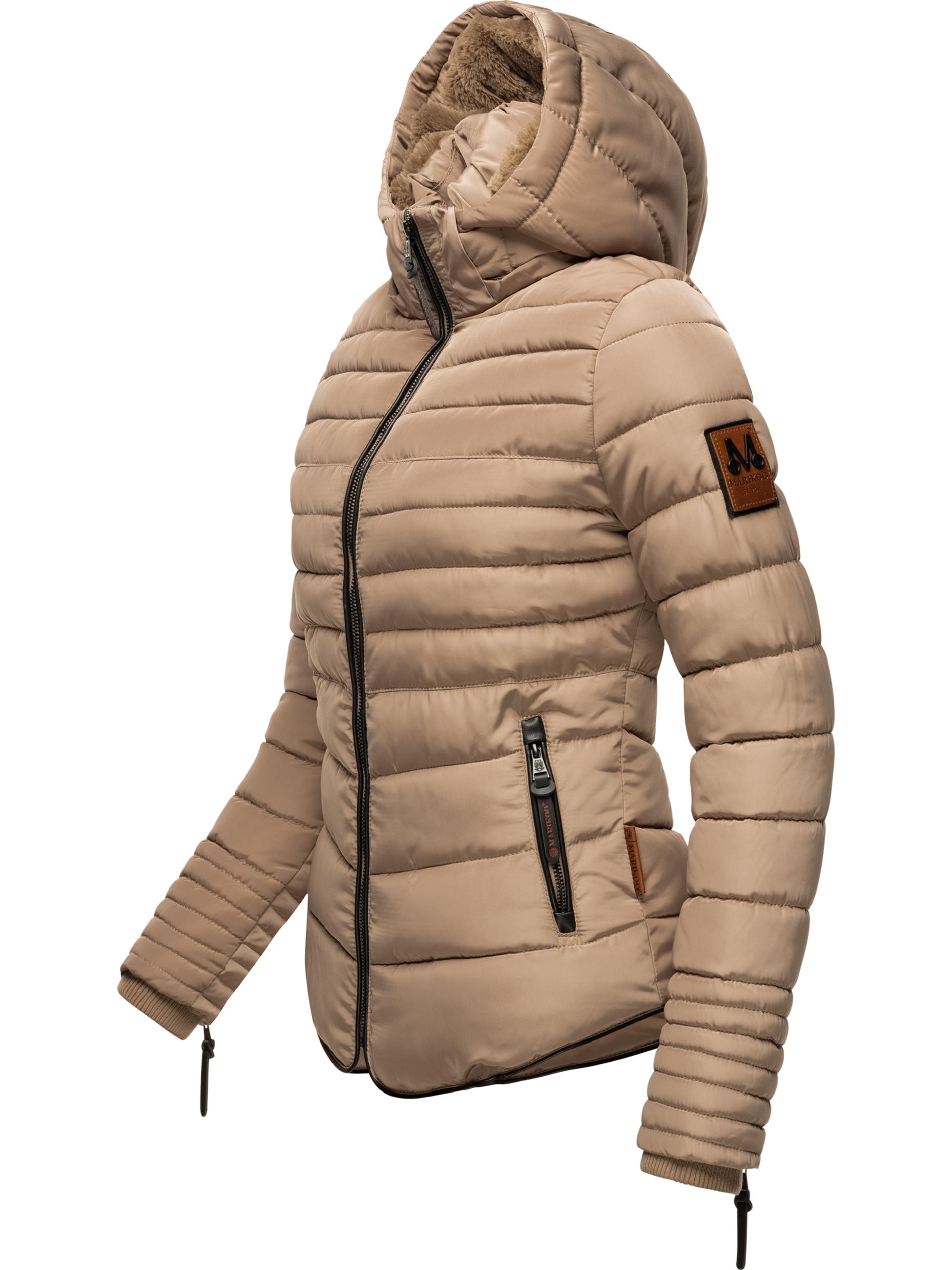 Kurze Winter Steppjacke mit Kapuze "Amber" Taupe